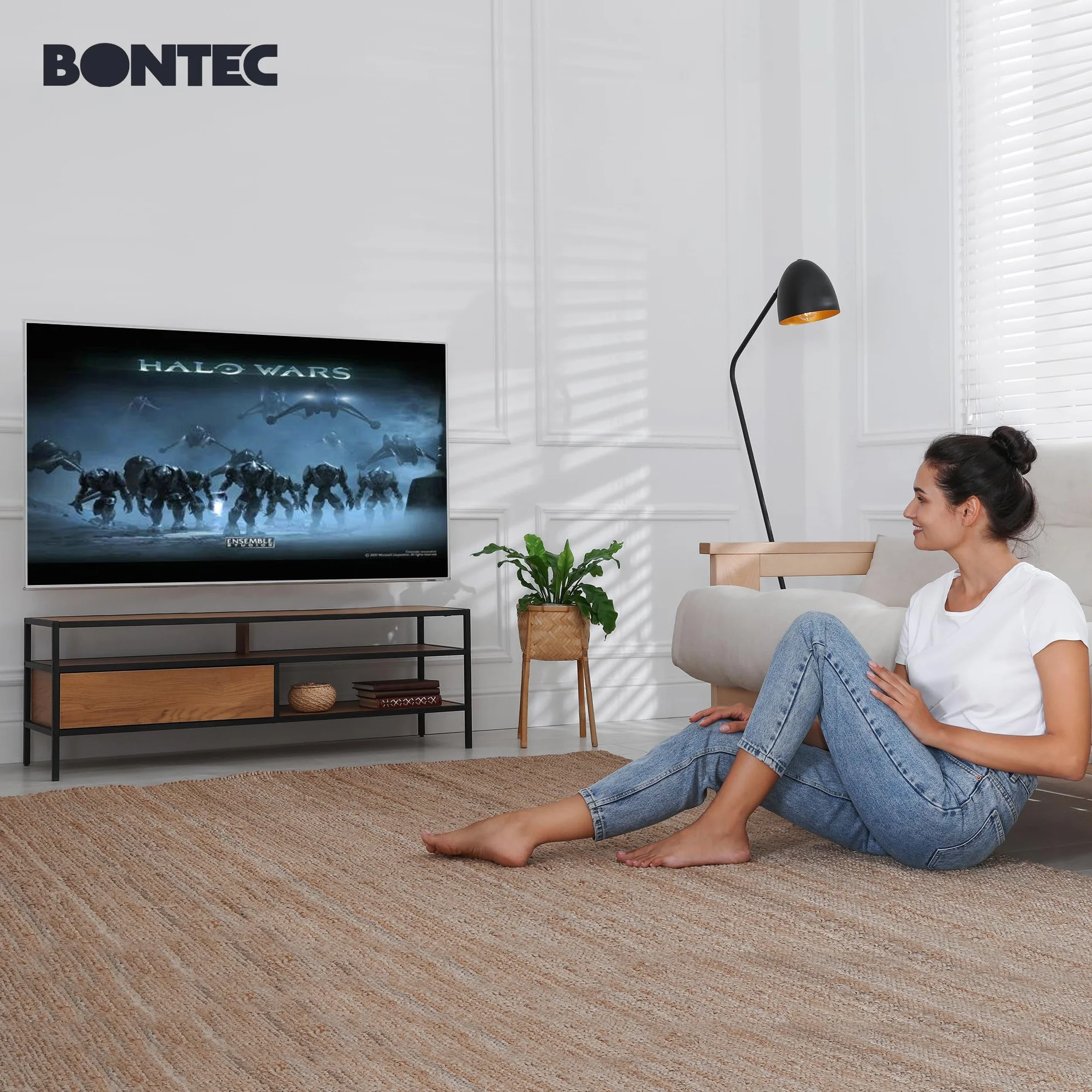 BONTEC Supporto TV Parete Inclinazione Girevole Doppio Braccio 23-70 inch 45kg VESA 400x400mm