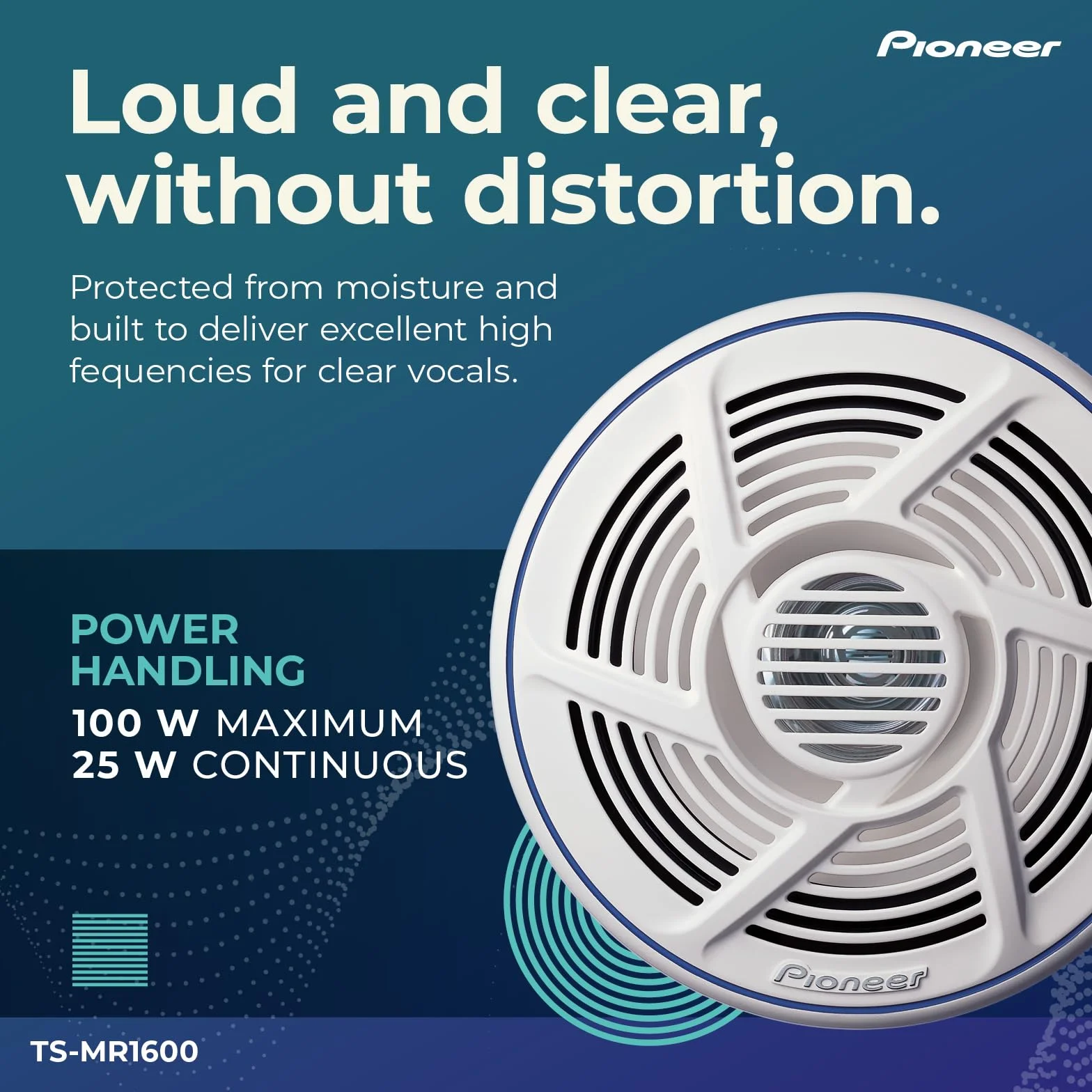 PIONEER TS-MR1600 Altoparlante marino a doppio cono 16 cm 100 W 25 W Griglia bianca