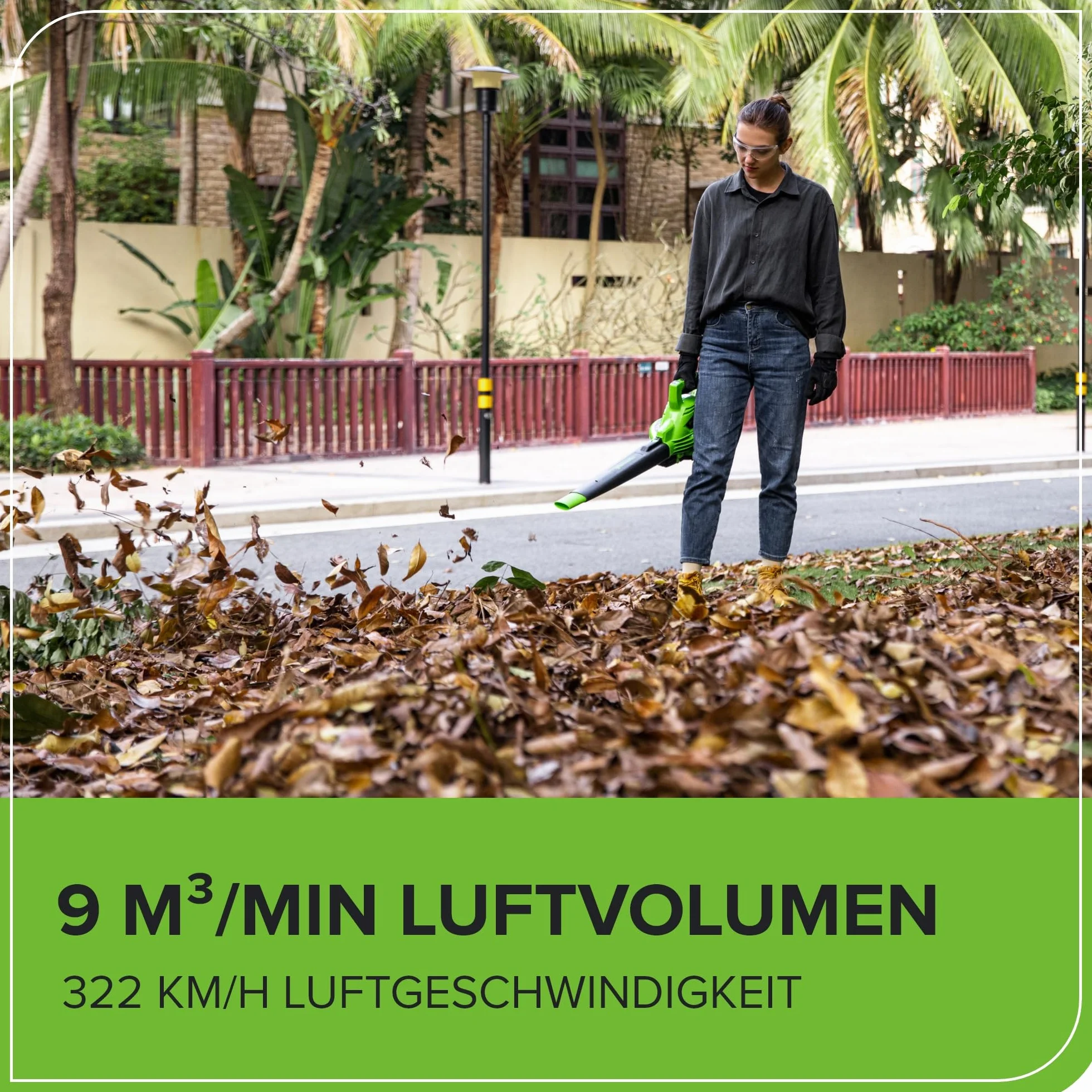 Greenworks 48V(24V x 2) Aspirafoglie Soffiatore a Batteria con Tracolla, Motore Brushless, 322km/h, 9m³/min, Sacco di Raccolta 45L, 2 4Ah Batterie, e Caricabatterie, Garanzia 3 Anni GD24X2BVK4X