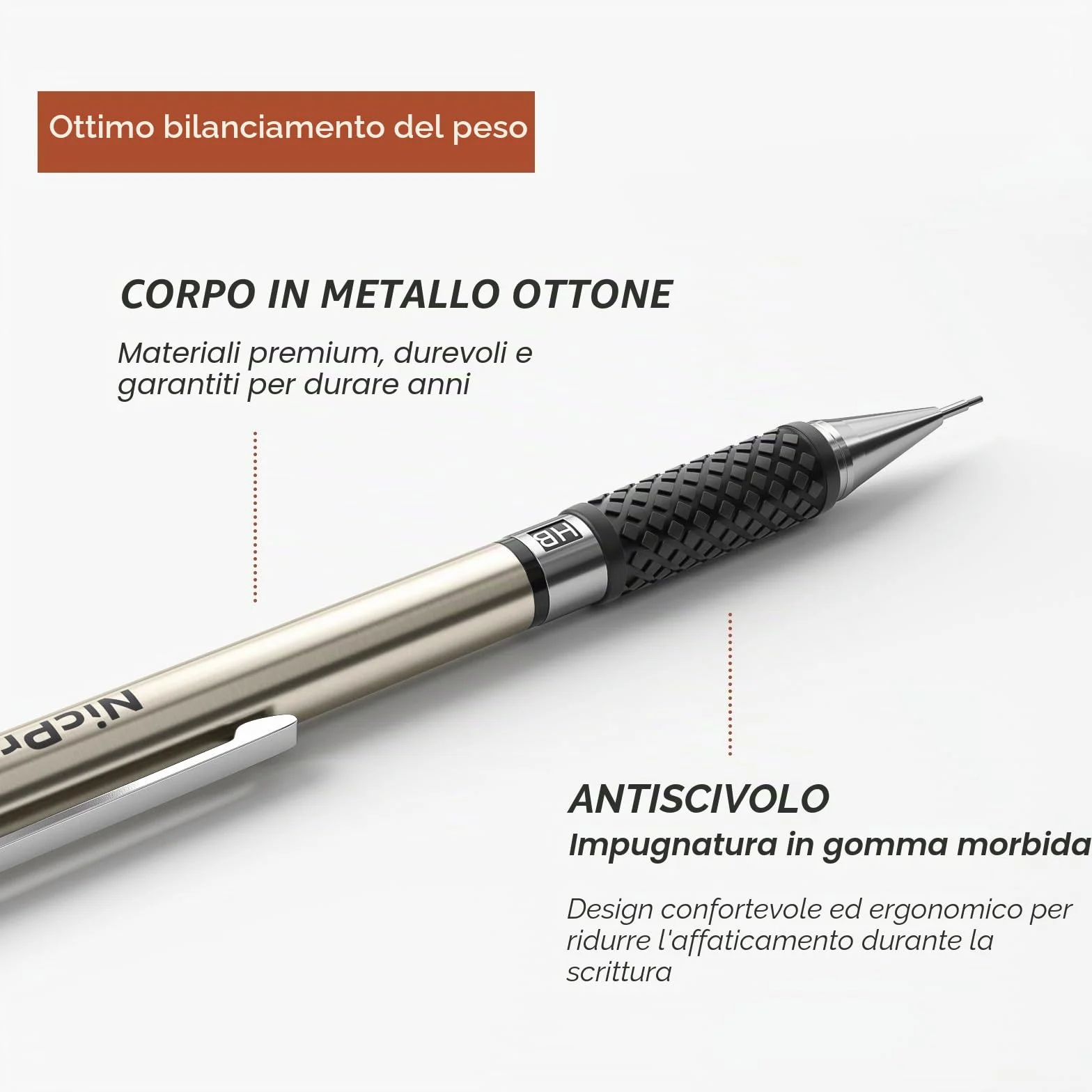 Nicpro 6 Pezzi Metallo Matite Meccaniche Set, 0,5 mm 0,7 mm 0,9 mm 2mm, Portamine con 12 Tubo Mine, Gomma, Temperamatite, Astuccio per Artista