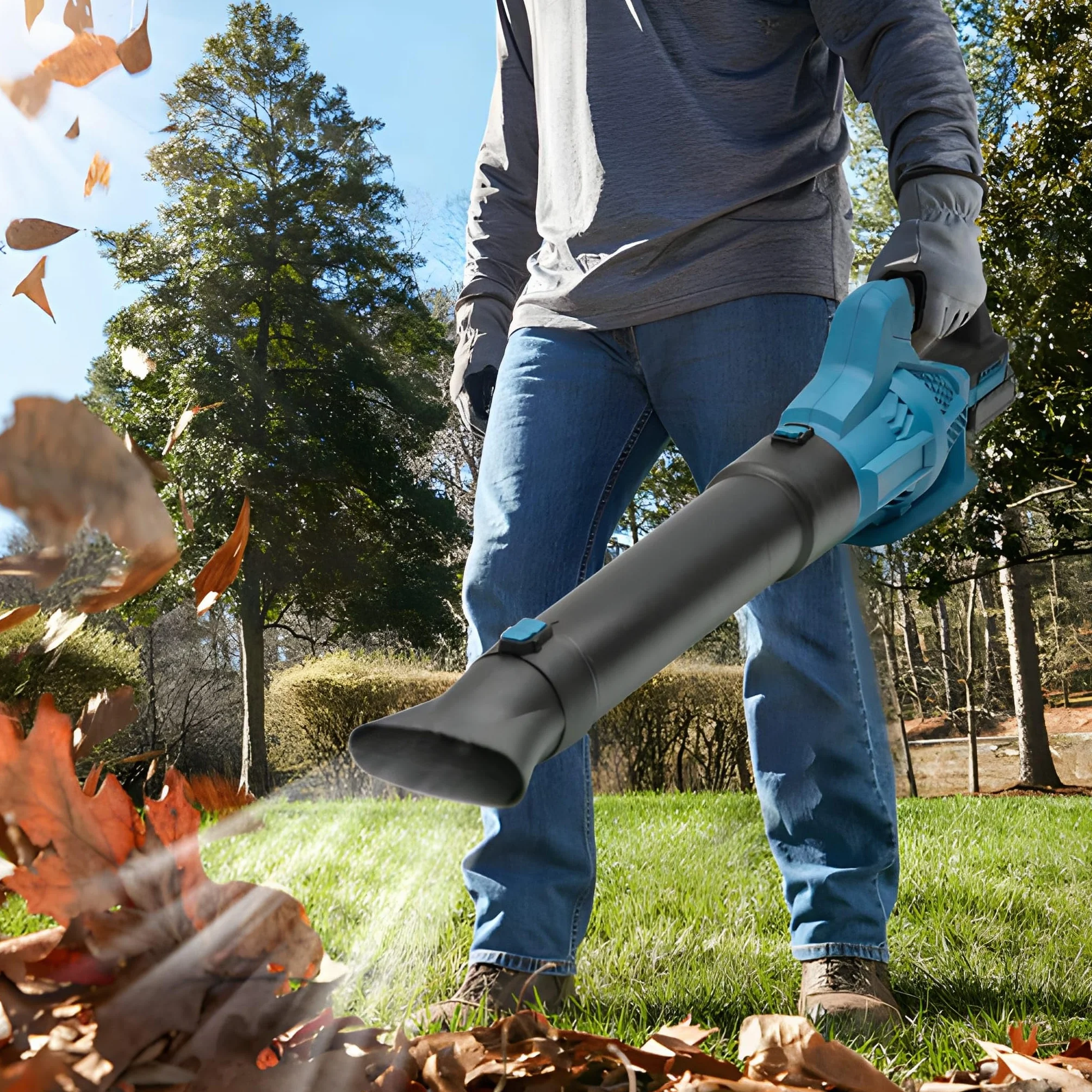 Soffiatore Professionale 6 Velocità Batterie 88V Soffiatore di foglie elettrico senza fili Cura del Giardino e la Rimozione di foglie e Polvere