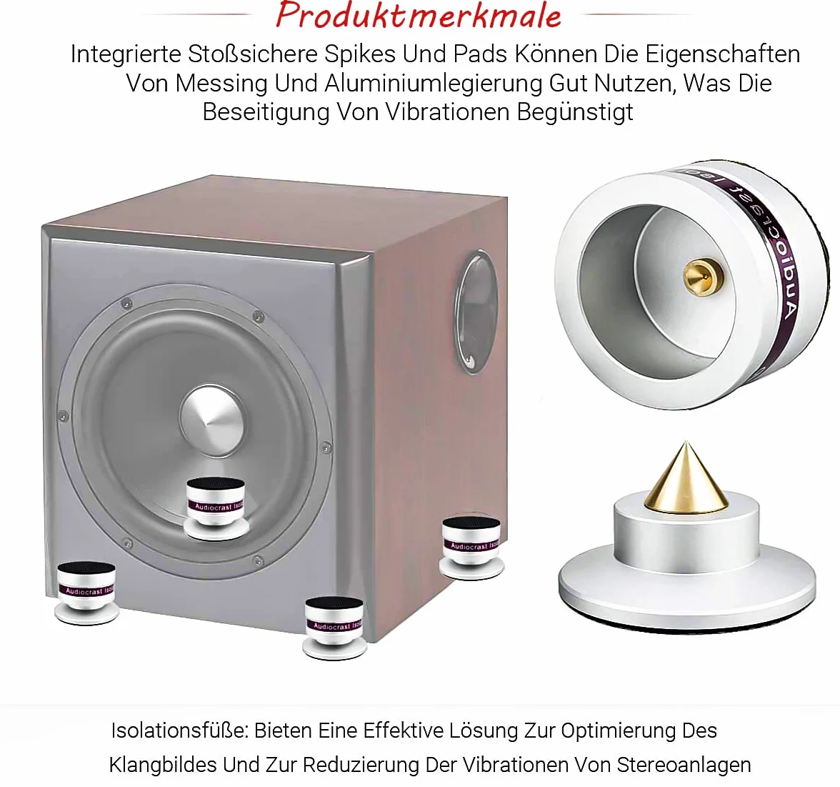 Tertullus Set 4 punte subwoofer regolabili altezza sottobicchieri piedini HiFi altoparlanti carico 50 kg