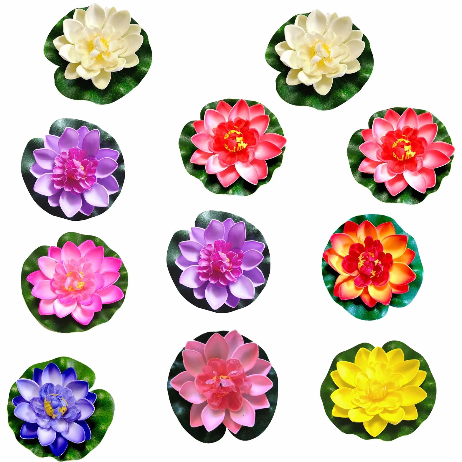 11 Pezzi Fiori di Loto Finti, 10 cm Fiori Galleggianti per Laghetti, Artificiale Ninfee per Giardini Domestici, Stagni, Fontane, Ruscelli, Acquari