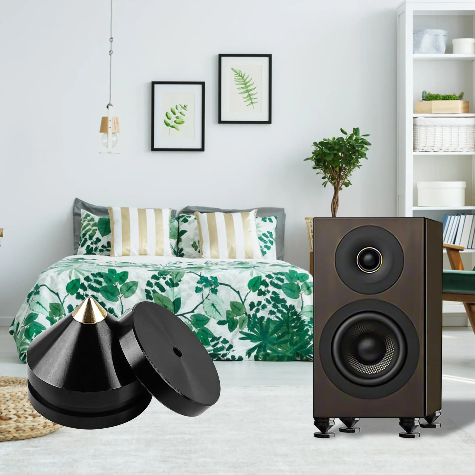 Punte per subwoofer in lega di rame 8 pezzi con 16 tappetini antiscivolo per altoparlanti HiFi