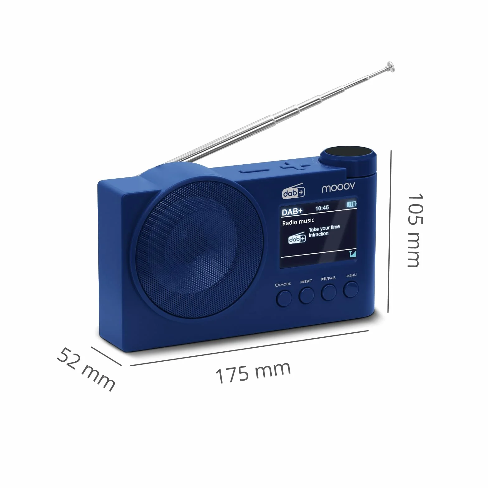 Radio Dab+ e FM con Bluetooth 5.0 Sveglia Doppia Allarme Display Colori USB MP3 Batteria Ricaricabile 15h Blu