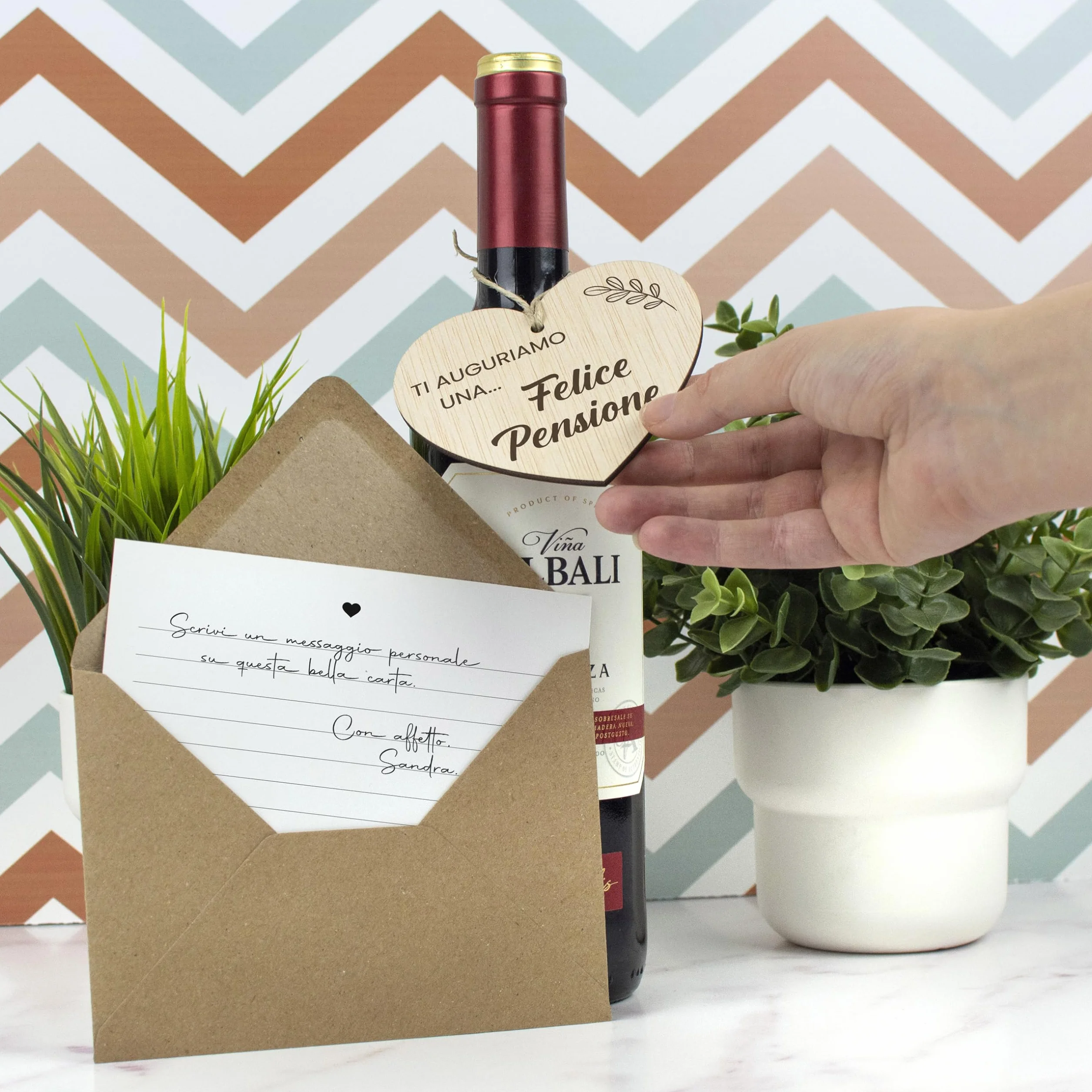CONTRAXT Regalo Originale per Pensione, Biglietto di Buona Pensione in Legno con Ciondolo