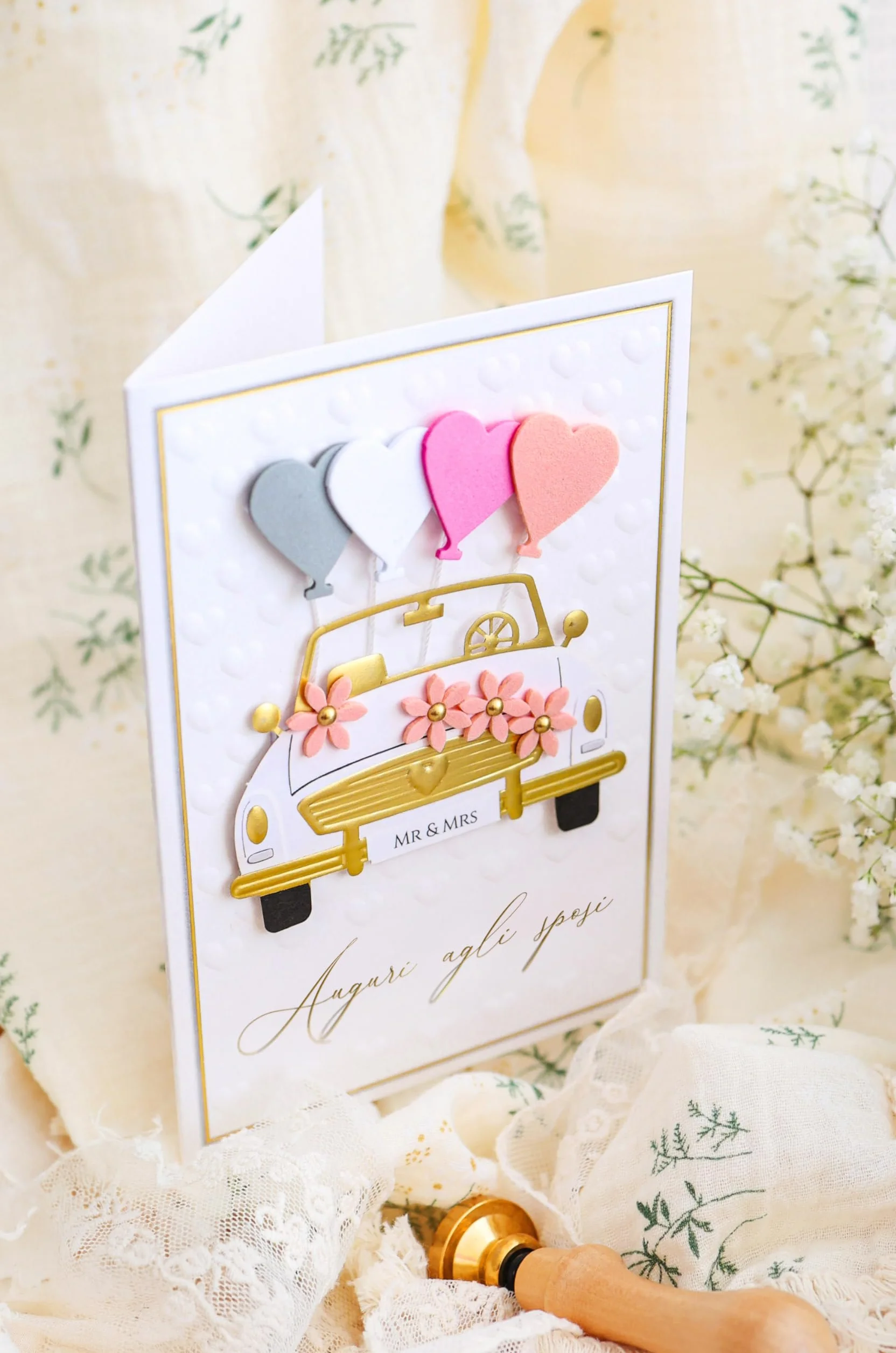 Joli Coon Biglietto auguri matrimonio Signature 3D - Biglietto di auguri 3D con busta FinePaper e adesivo sigillo