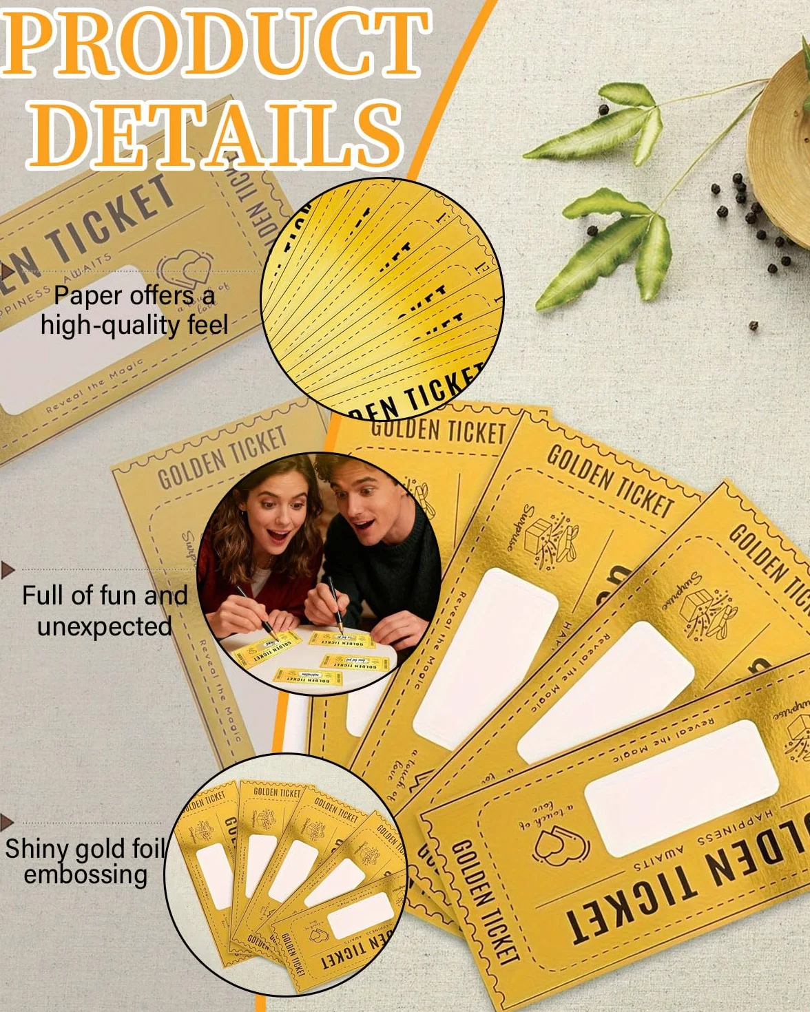 Biglietto Regalo Personalizzabile Golden Ticket Gratta e Vinci 5 Pezzi