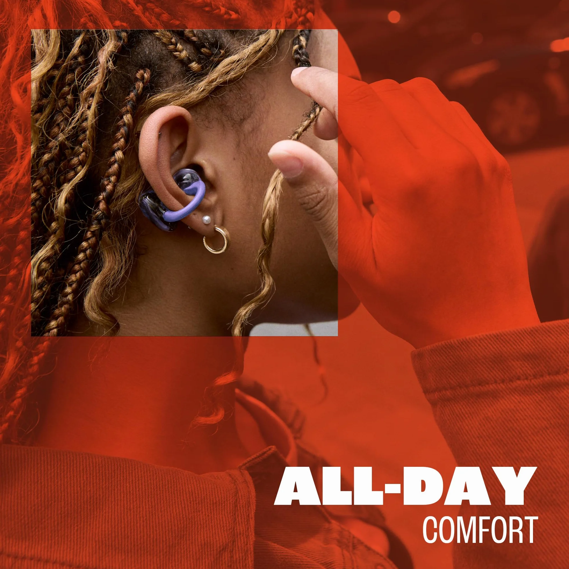 JBL Soundgear Clips Cuffie Open-Ear True Wireless, Autonomia 32h, IP54, Ghost Black