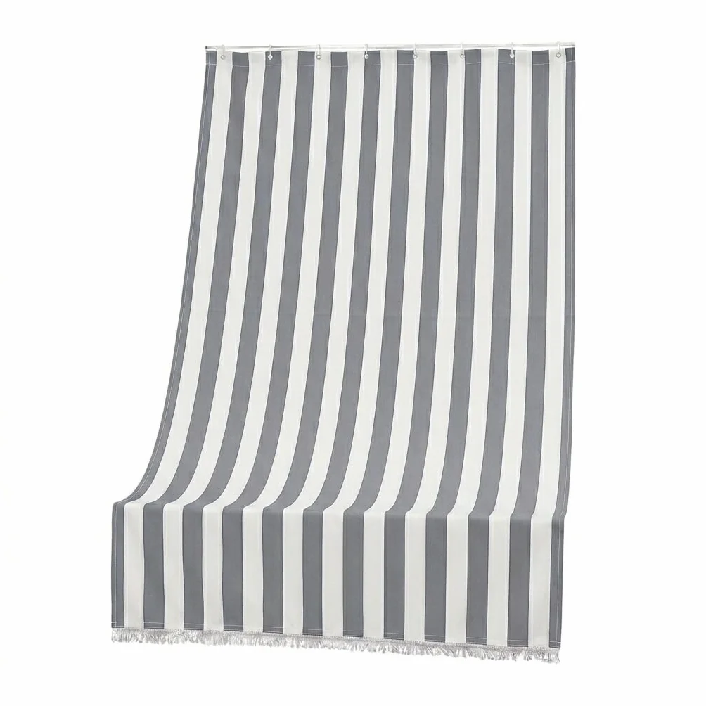 Tenda Da Sole per Esterno con Anelli e Ganci,Tende da Sole per Balconi Terrazzo con Frange, Resistente e Lavabile, Righe (Grigio, 280x300)