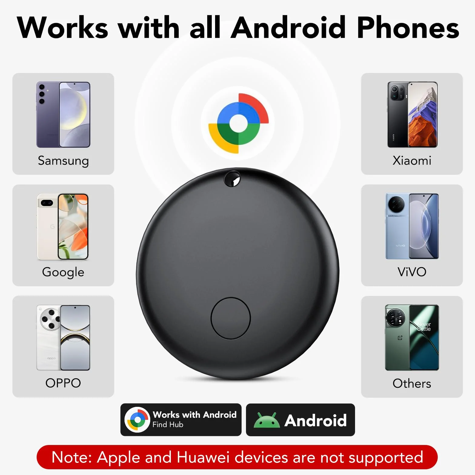 Android Smart Tag Tracker con Google Find Hub IP68 Impermeabile Bluetooth Localizzatore Custodia Protettiva 4 Nero