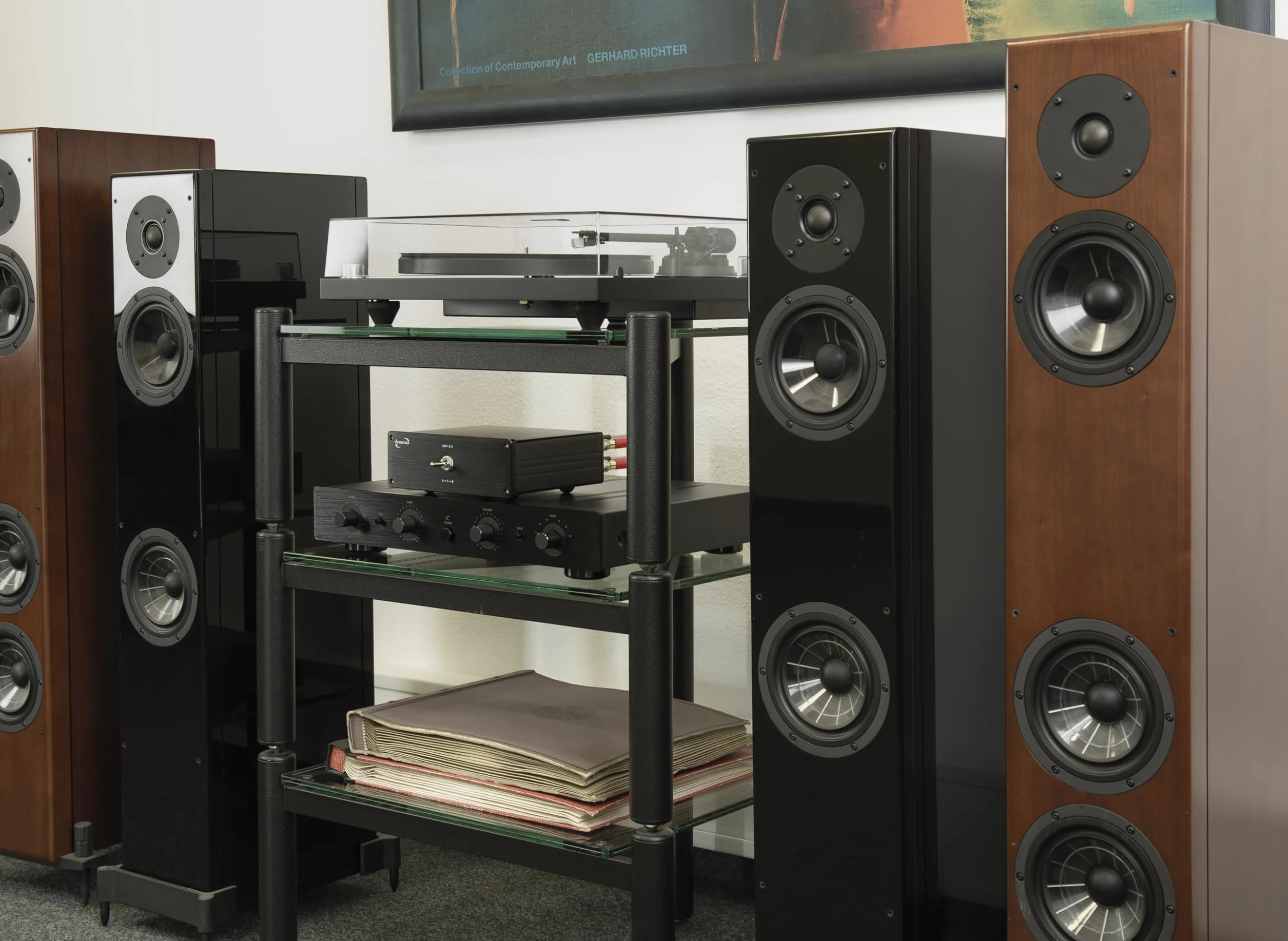 Dynavox AMP-S III commutatore amplificatori altoparlanti 2 coppie casse 1 amplificatore chassis alluminio connettori banana morsetti argento