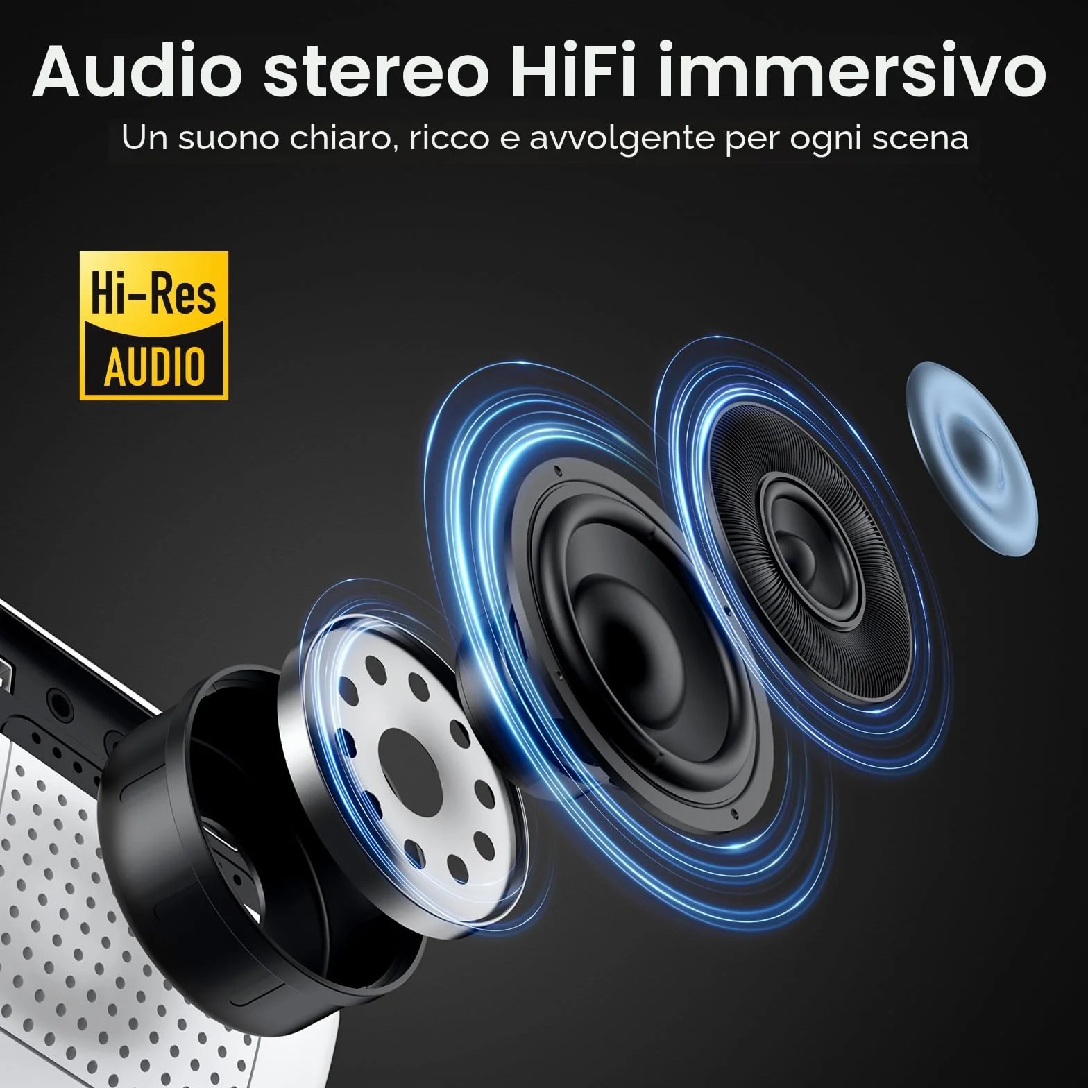 HAPPRUN H1 Proiettore 4K, Videoproiettore Portatile 1080P Full HD Bluetooth 5.1, HDMI TV Stick USB PS5 Laptop
