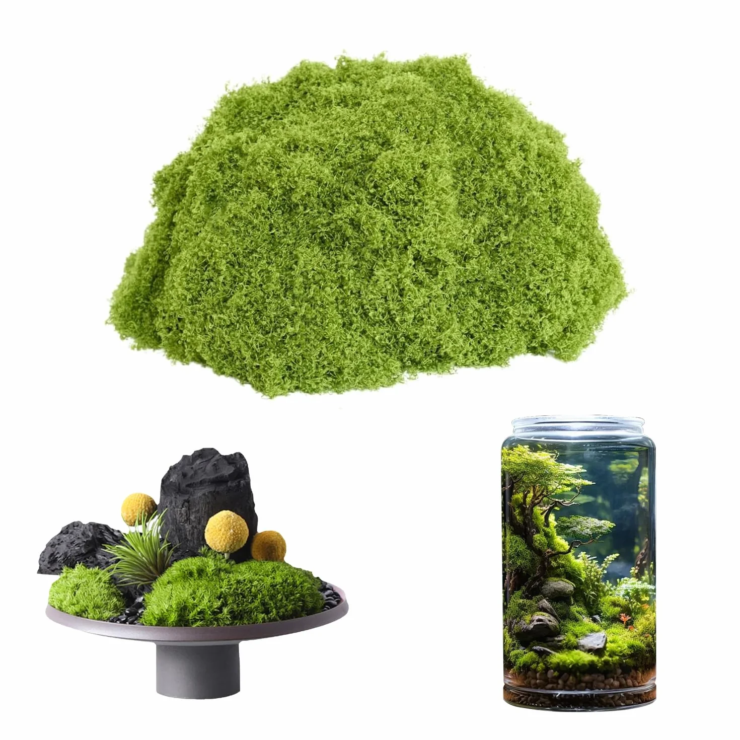 150g Muschio, Muschio Finto per Decorazioni, Muschio Stabilizzato per Bricolage Modellismo Parete Terrario Casa Decori (Verde Chiaro)
