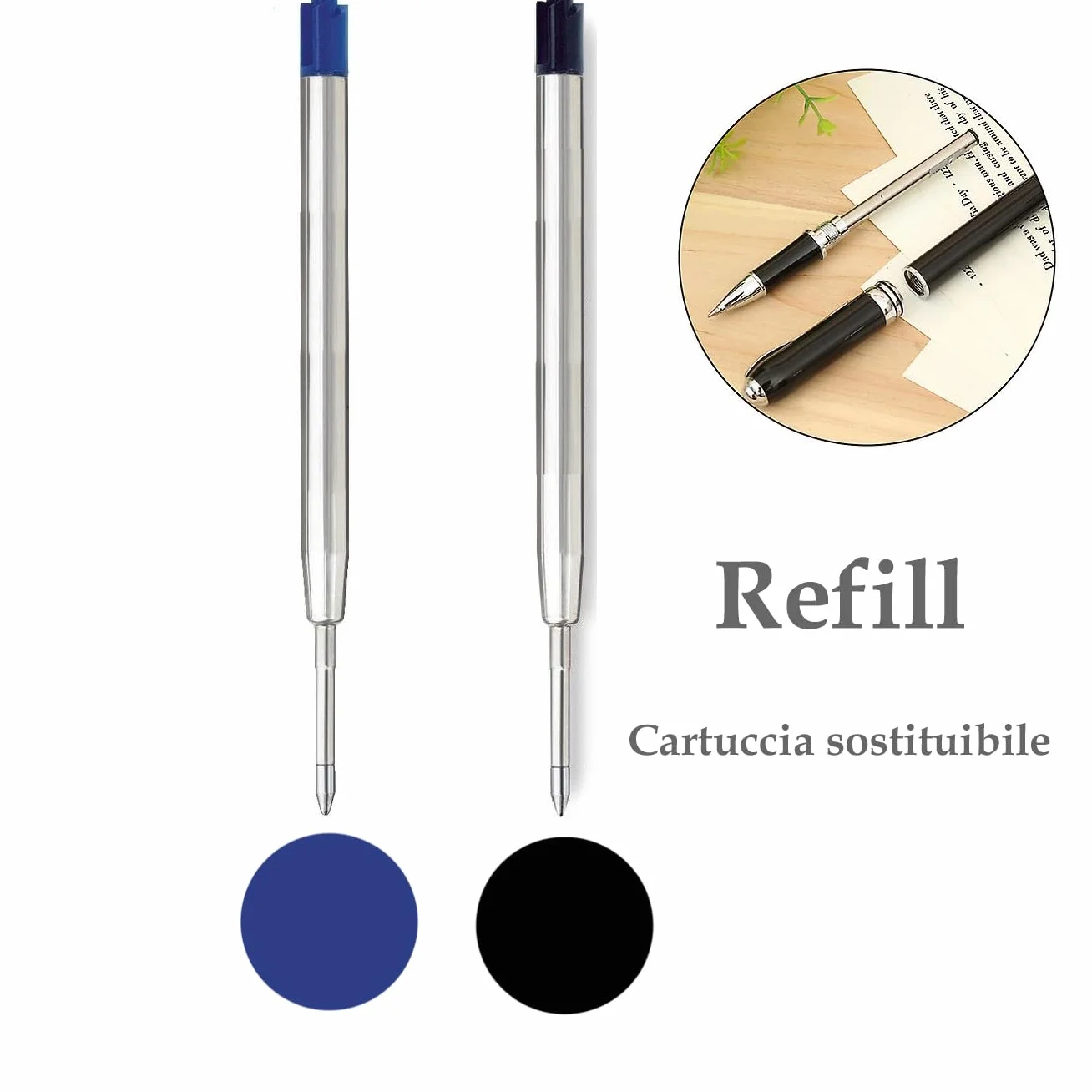 Stileitaliano Penna a sfera personalizzata a scatto in alluminio touch custodia in legno Argento