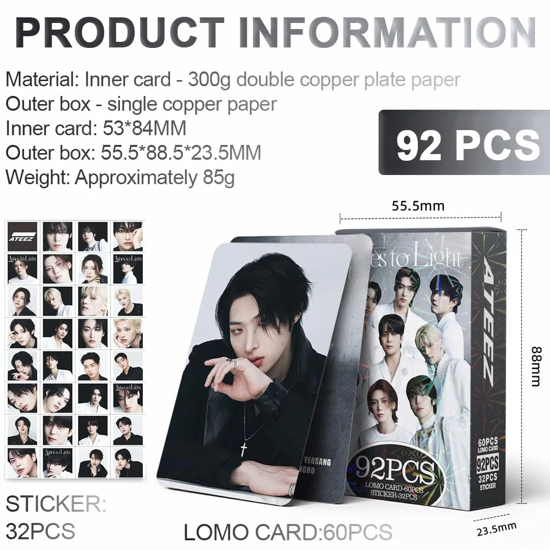 Ateez Photocards 60 pezzi Lomo Carte 32 Adesivi Album Merch per Fan
