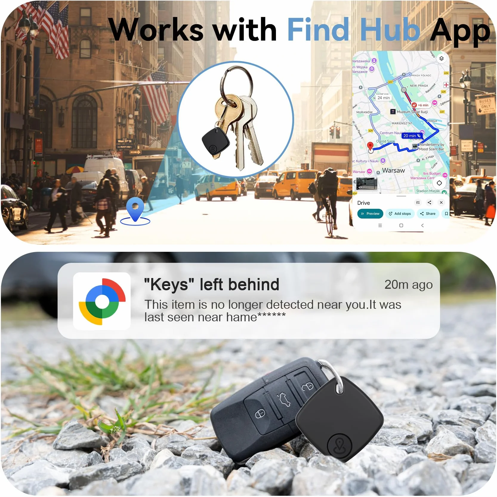 Smart Tracker Bluetooth 4 Pezzi IP67 Impermeabile Compatibile con Google Find Hub per Chiavi Bagagli Valigie (nero)