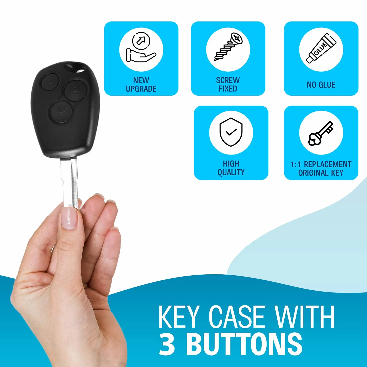 Guscio Chiave Renault Trafic Master Clio Kangoo Opel Movano Vivaro 3 Tasti Telecomando con Batteria