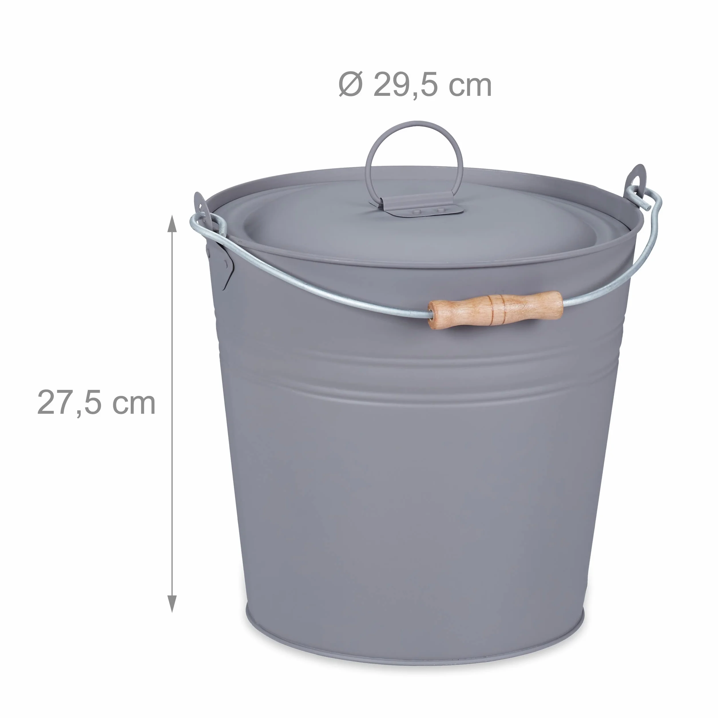 Relaxdays Secchio Raccoglicenere 12 L con Coperchio e Impugnatura Grigio