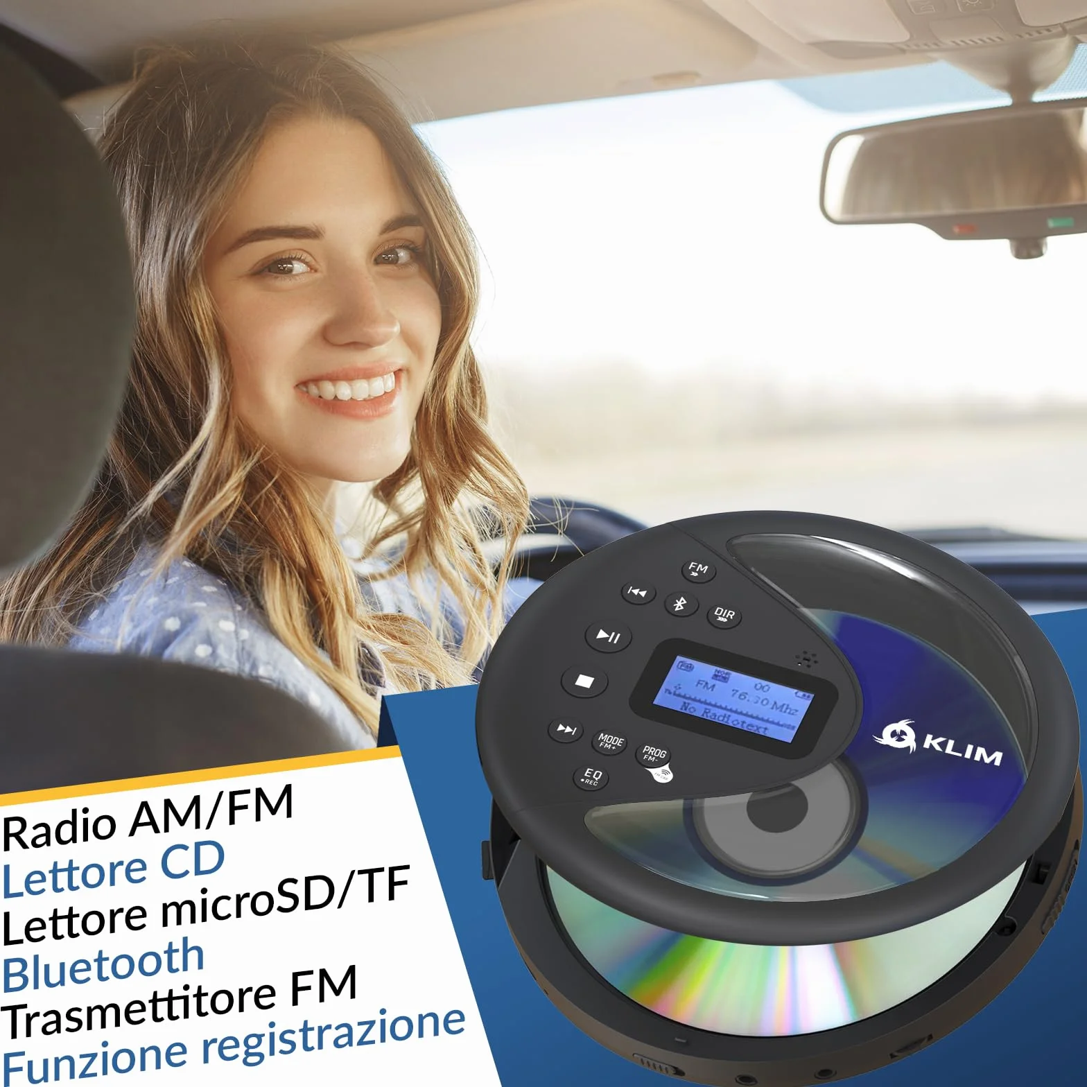 KLIM Discover Przenośny Odtwarzacz CD HiFi Radio FM Bluetooth MP3 Audiolibri