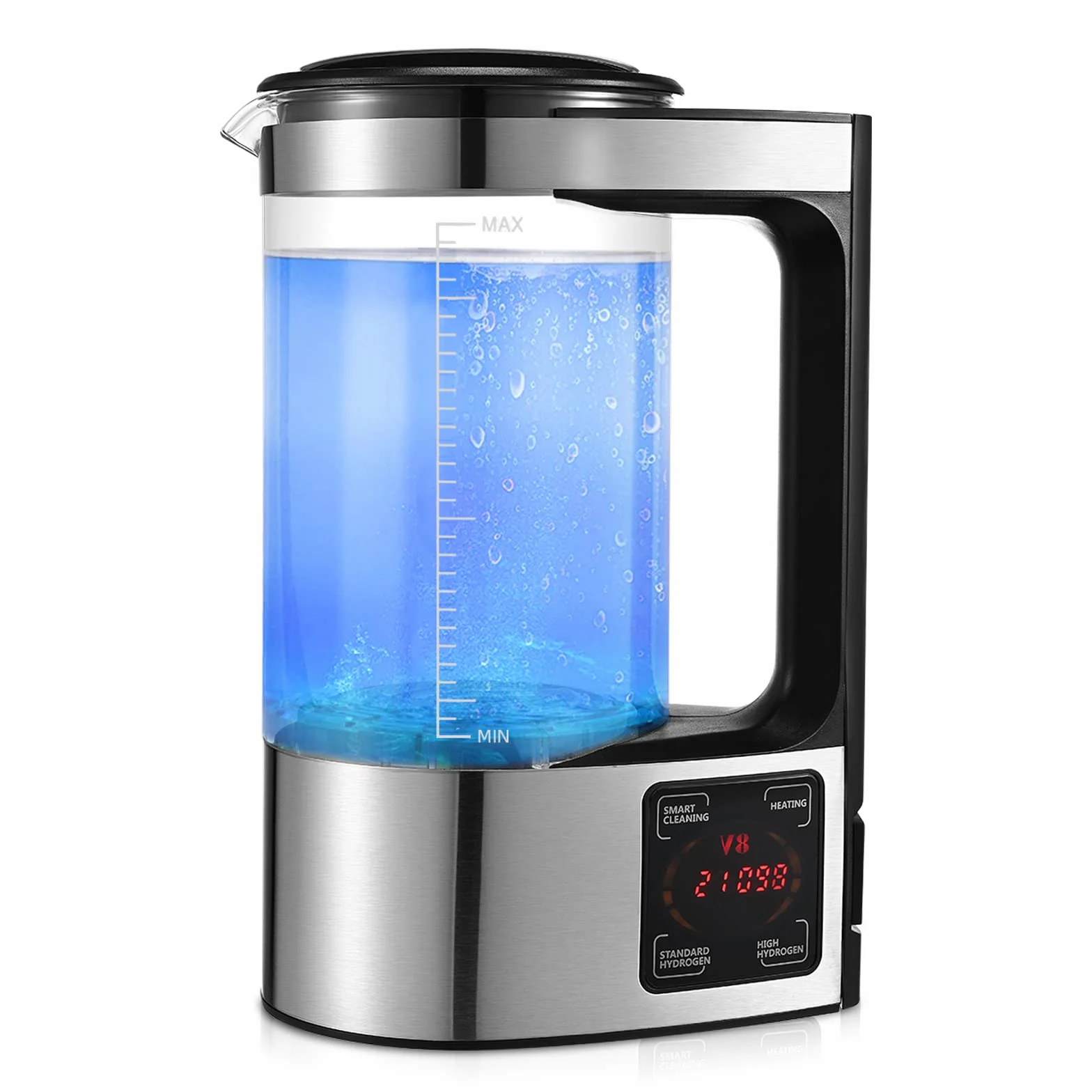 Generatore di acqua a idrogeno 2L con tecnologia SPE e PEM, versione migliorata Generatore di idrogeno ricco di idrogeno con schermo LED touch e termostato Hydrogen Water Lonizer per la casa