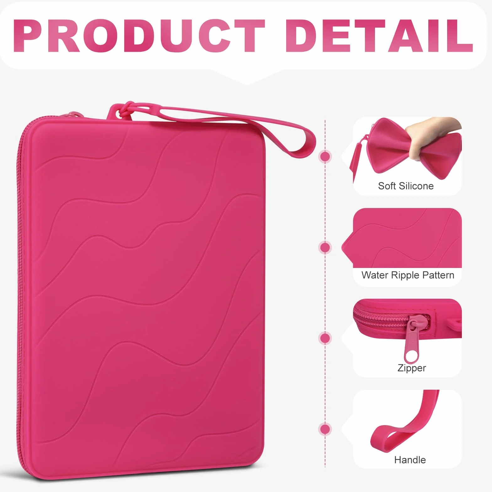 Custodia Protettiva in Silicone per 7" All-New Kindle Paperwhite e Kindle Colorsoft Signature Edition, 6" K-indle/K-indle Oasis/E-Reader, Lampone
