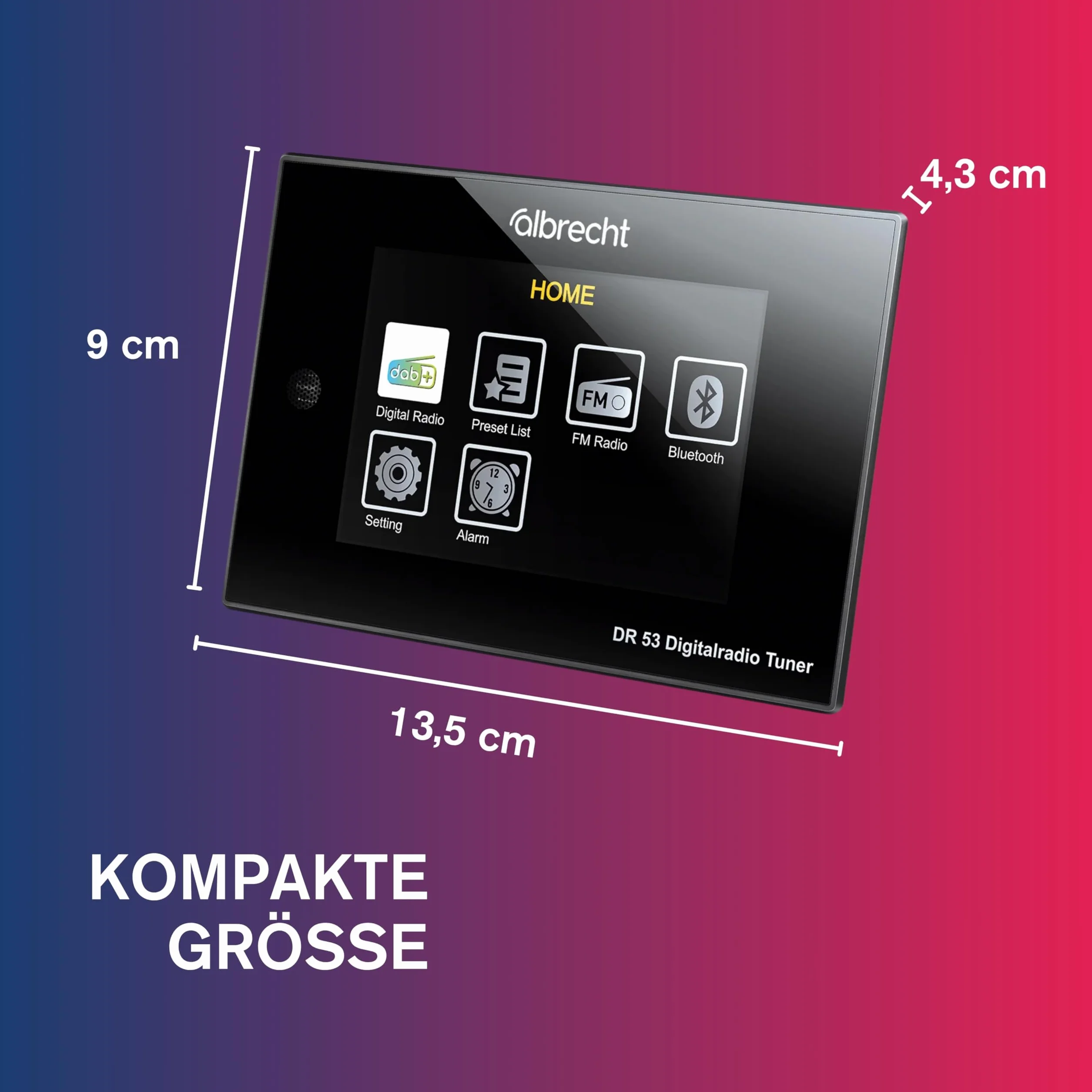 Albrecht DR 53 Sintonizzatore Radio Digitale DAB/DAB+ FM Bluetooth 4'' Display