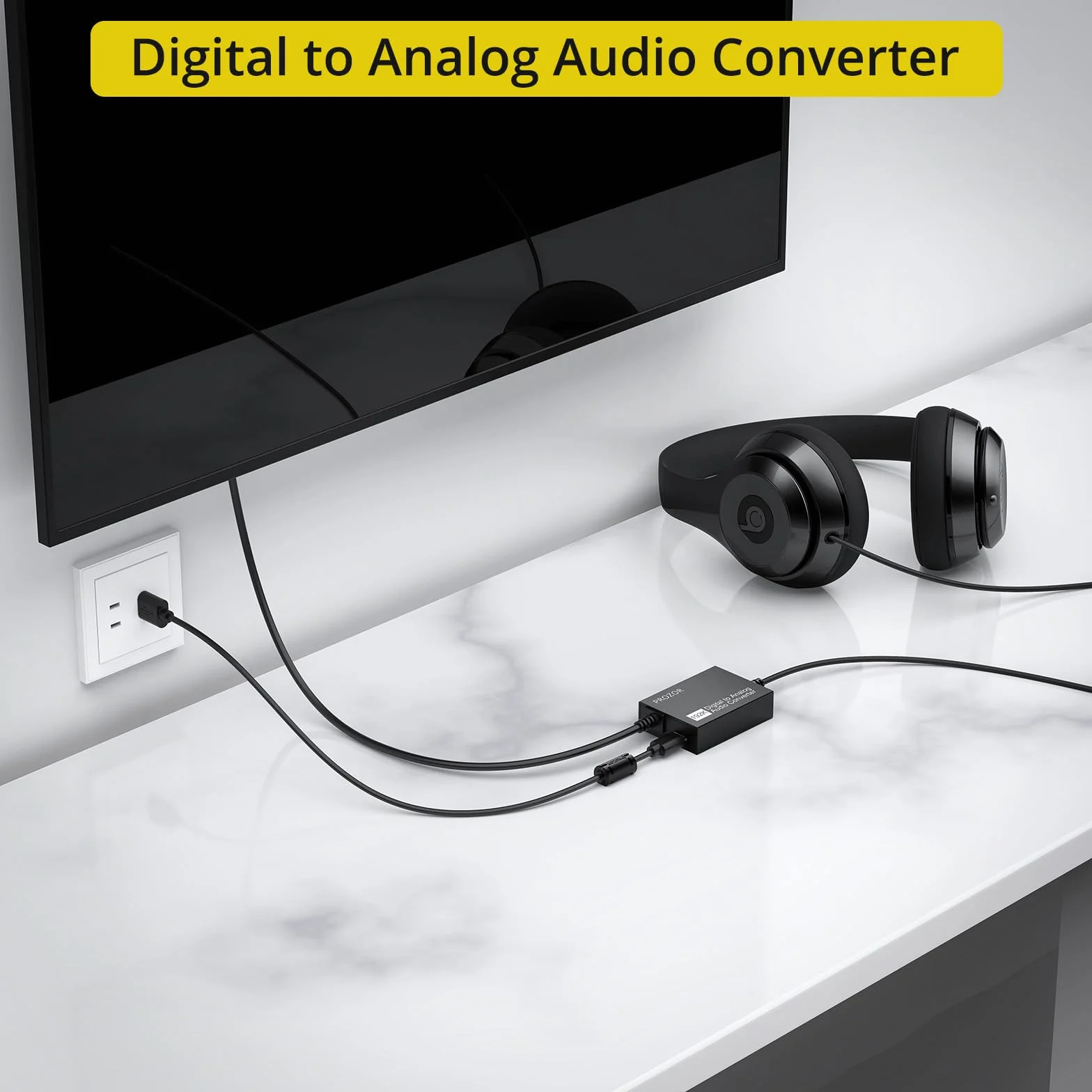 PROZOR Convertitore Ottico Digitale-Analogico 3,5 mm a 192 kHz DAC SPDIF Toslink 2.0CH Adattatore AUX