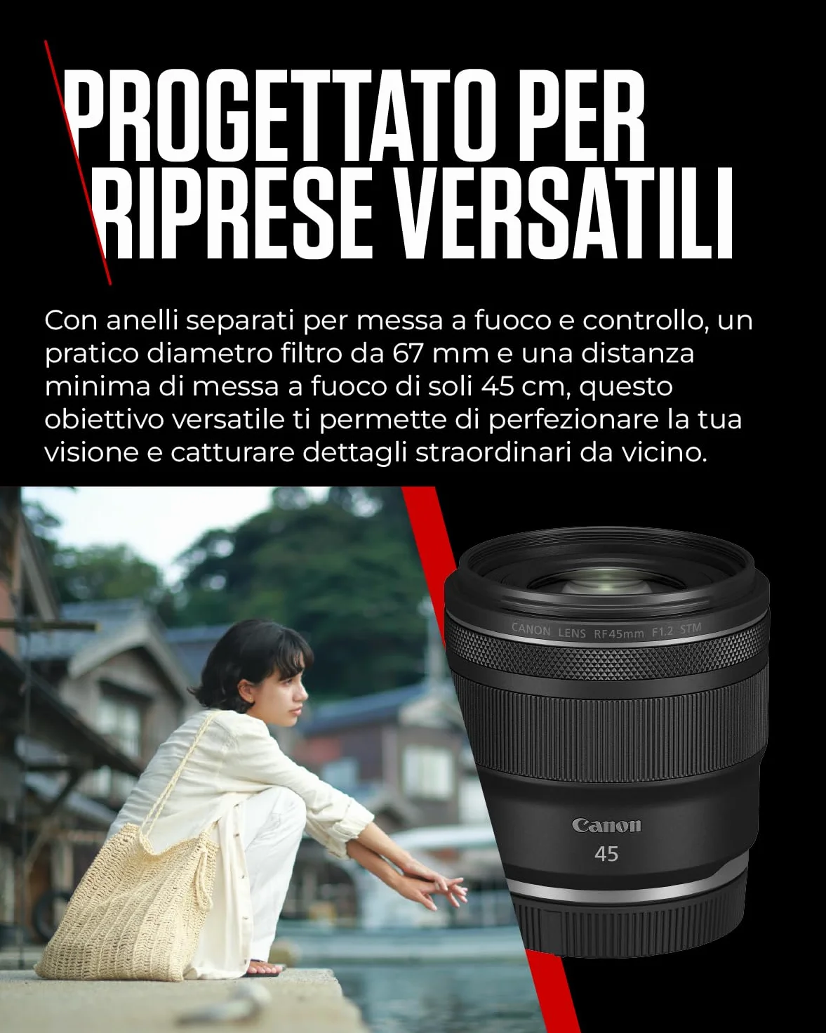 Canon RF 45mm F1.2 STM Obiettivo fisso f/1.2 per fotografia ritrattistica Canon EOS R