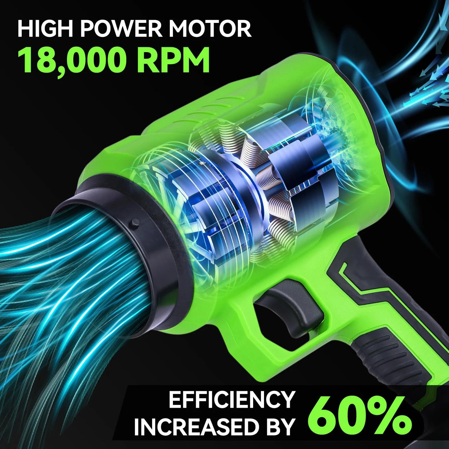 Soffiatore turbo a batteria con 2 batterie da 4000 mAh, motore brushless da 210 km/h, 545 W compatto e leggero (2,2 kg), soffiatore portatile per rimuovere foglie, 2 ugelli e caricabatterie