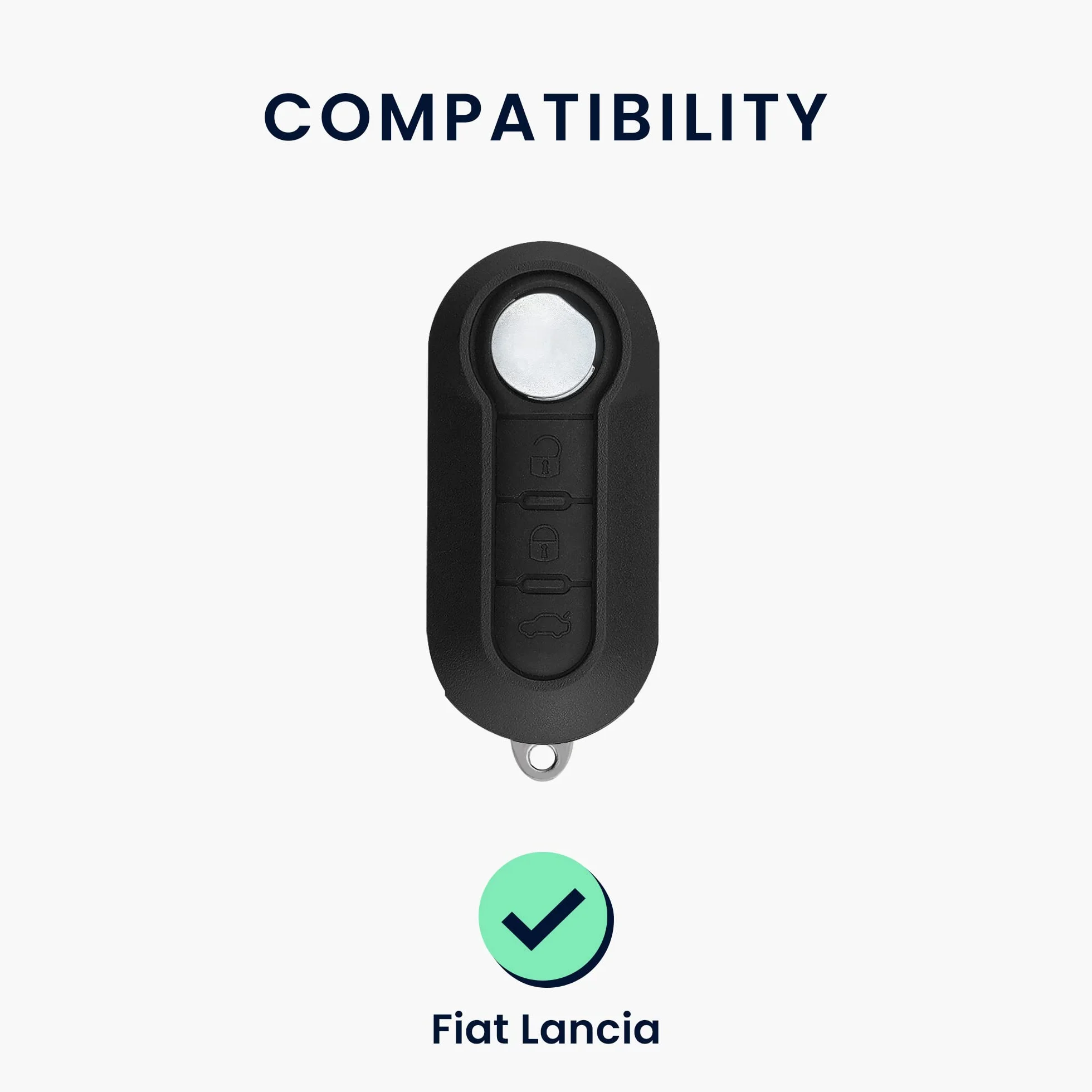 kwmobile Custodia Coprichiave Compatibile Fiat Lancia 3 Tasti Pieghevole Cover Grigio Nero