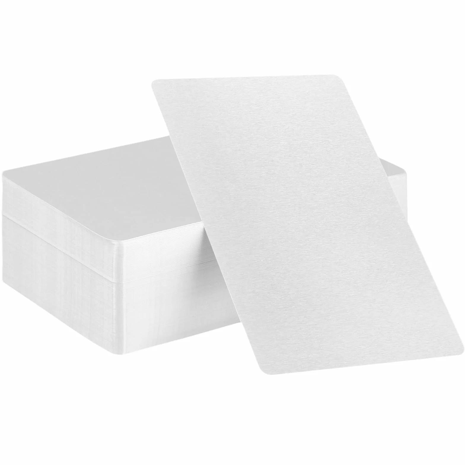 KEILEOHO Biglietti da Visita in Alluminio Argento 86 x 54 x 0,21 mm 150 Pezzi per Marcatura Laser DIY
