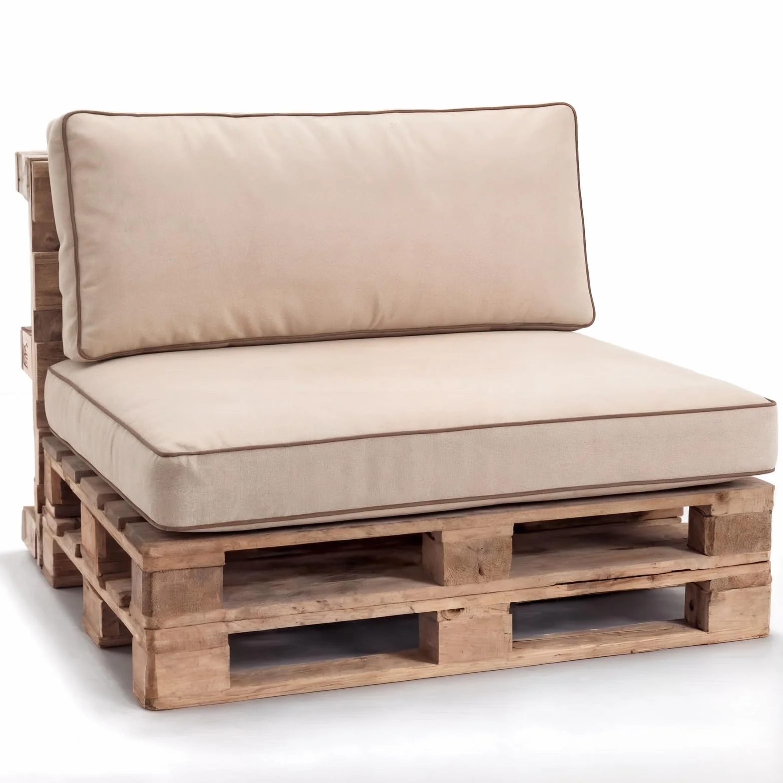 Set di cuscini per pallet da giardino PWK – cuscino angolare 60x40 Crema per europallet