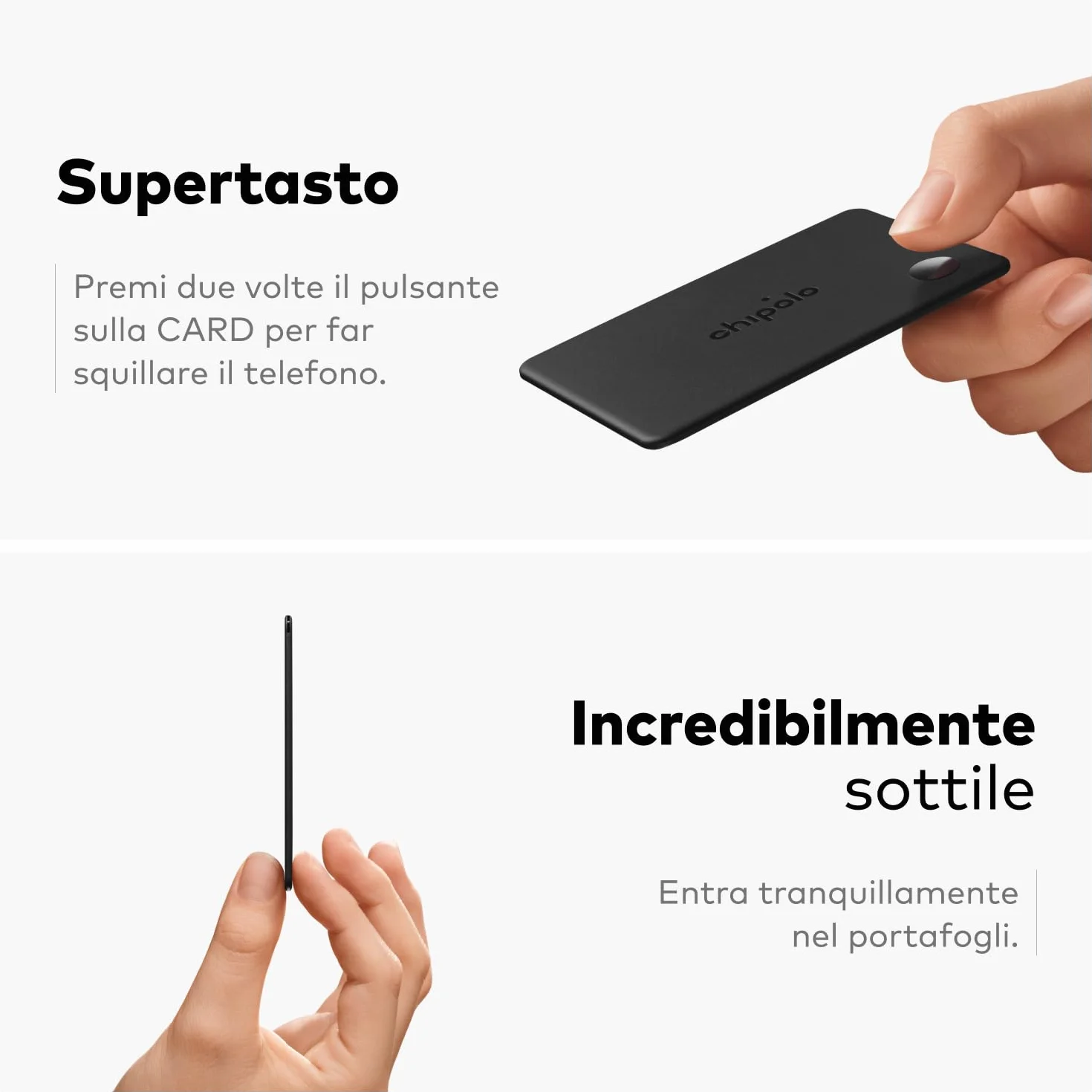 Chipolo CARD Localizzatore Bluetooth Ricaricabile per Portafogli Passaporti Dov’è Apple Trova Google Android