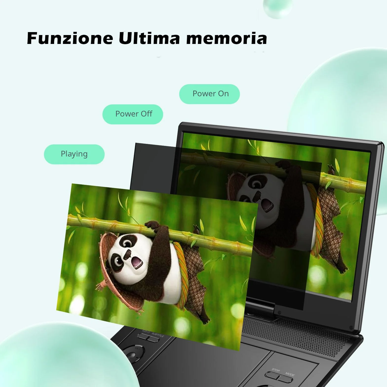 YOTON Lettore DVD portatile 16.9" schermo girevole HD 14.1" USB/SD Caricatore Auto