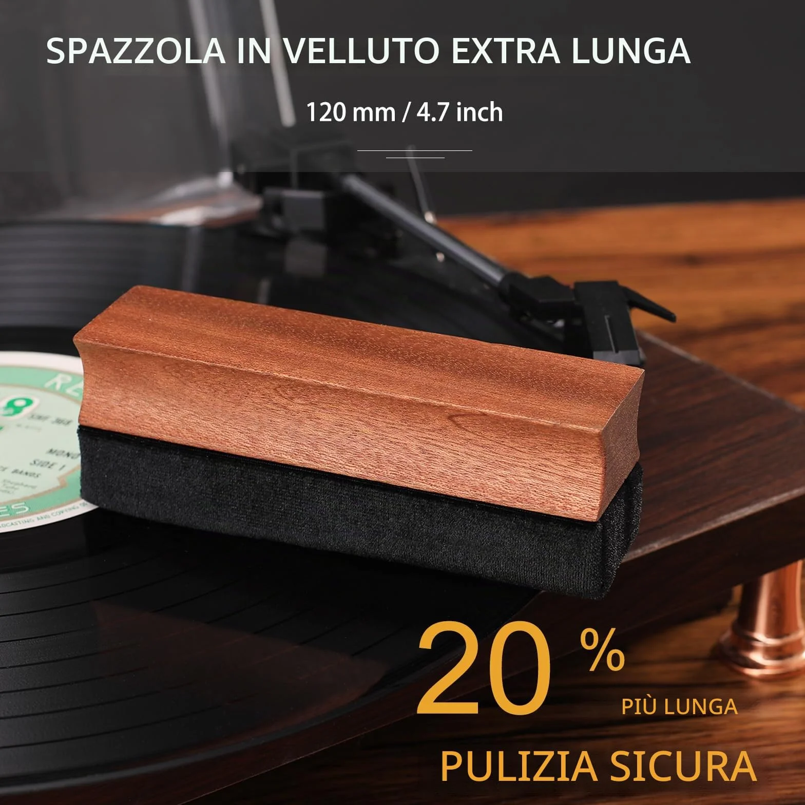 Mopiano Kit di pulizia per dischi in vinile 6-in-1 con spazzola in velluto e liquido LP