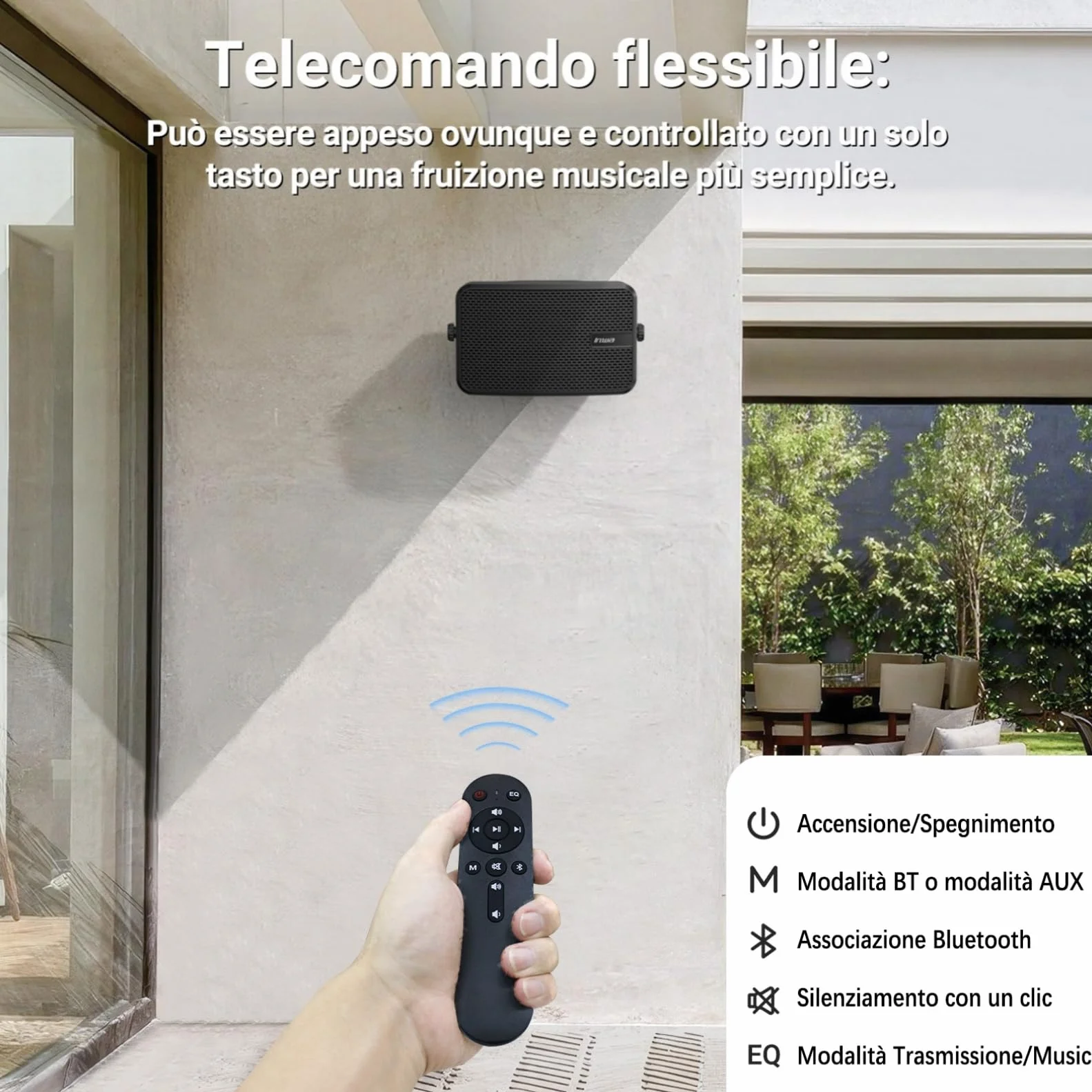 Inwa Cassa Bluetooth Esterno 400W Speaker Parete Attivo-Passivo Sistema Audio Stereo Wireless Impermeabile 2 Pezzi MZ622
