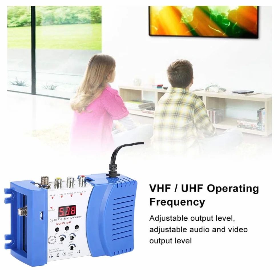 Modulatore RF AV Digitale da AV a RF Supporto VHF/UHF per Ricevitori Satellitari