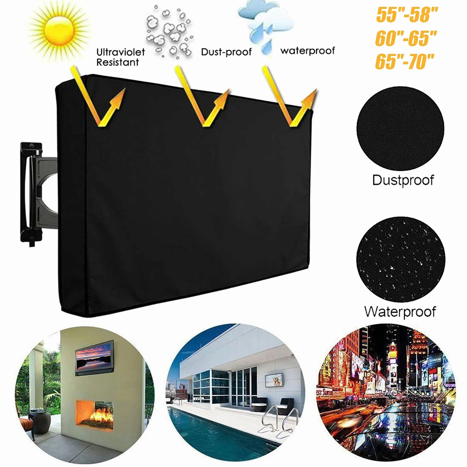 Copertura per TV Esterna 600D Poliestere Impermeabile Protezione UV per TV LED LCD 50-70 Pollici