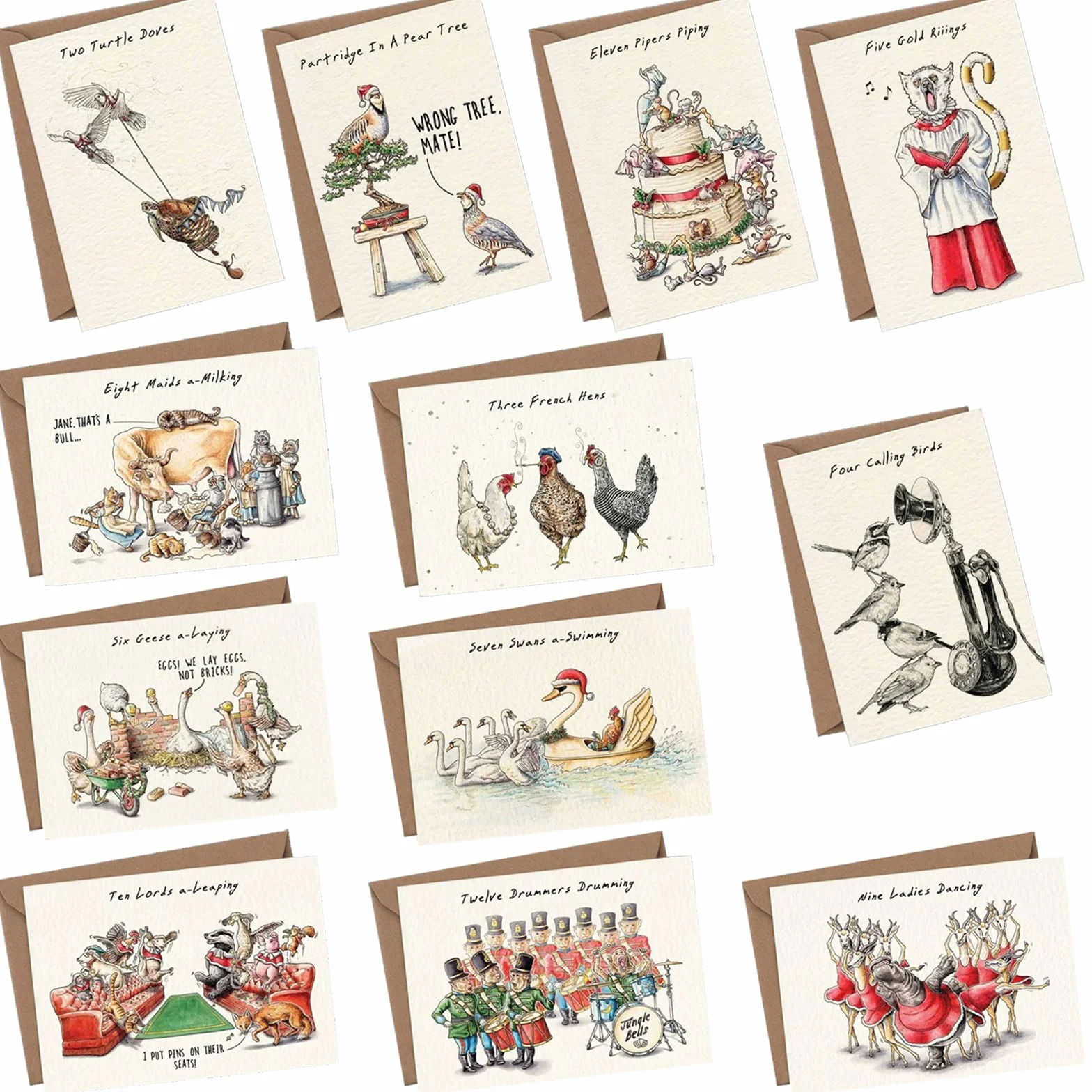 JSTHHTT 12 Biglietti di Auguri di Natale con Buste 13x18cm