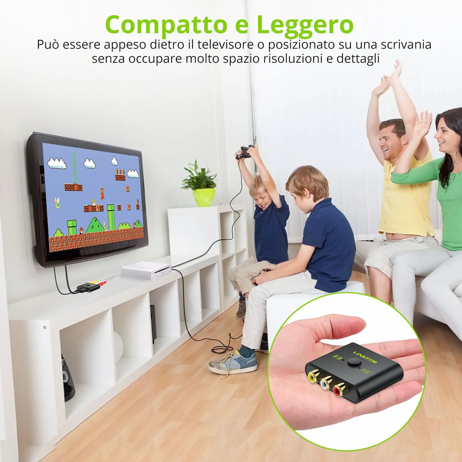 LiNKFOR Convertitore AV a HDMI 1080P Adattatore RCA con Cavo HDMI per Wii PS1 PS2