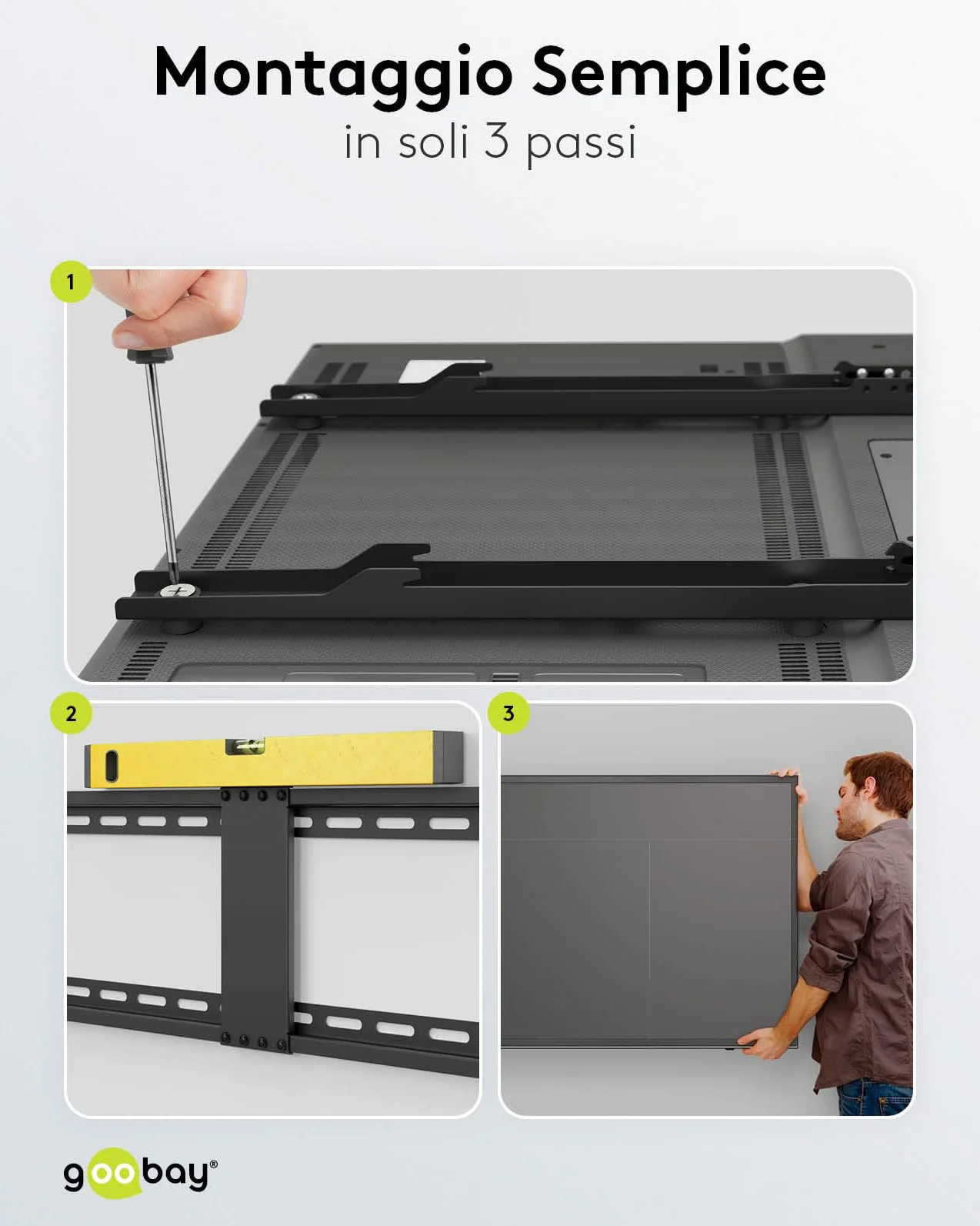 goobay Supporto TV Parete Fisso 43-100 Pollici Ultra-Piatto 29 mm VESA 600x400 70 kg