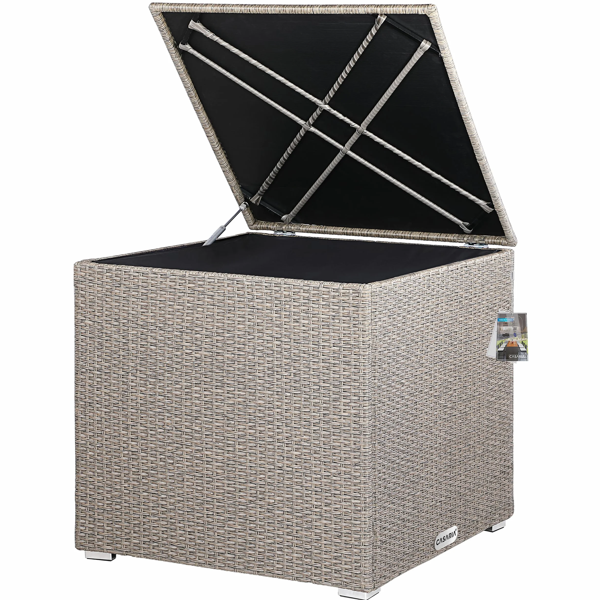 Casaria® Baule da Giardino 318 L Impermeabile 75x75x70cm Contenitore Esterno Polyrattan Beige
