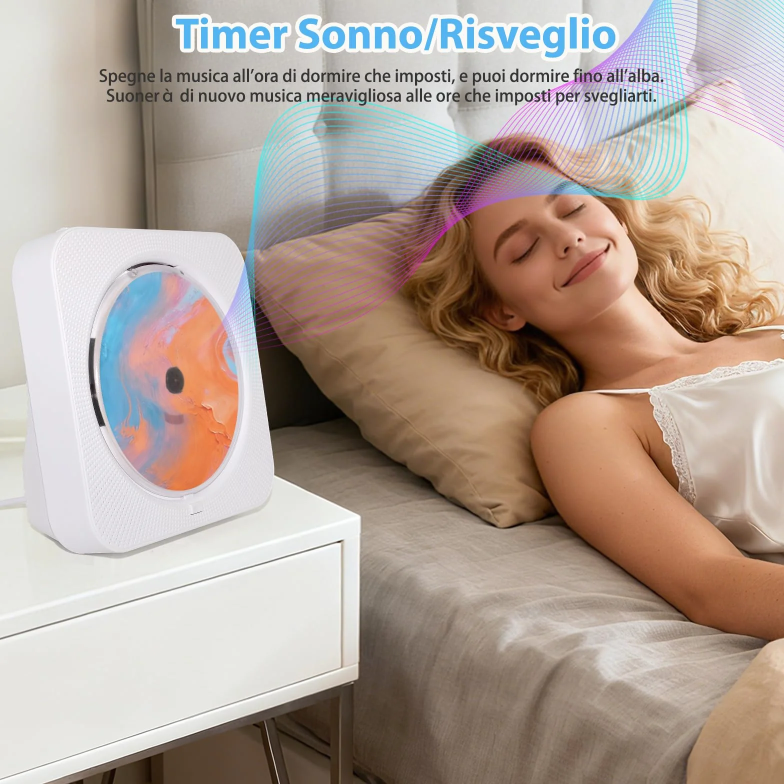 Lettore CD Portatile Bluetooth 5.1 con Altoparlanti, Radio FM USB/AUX, Bianco