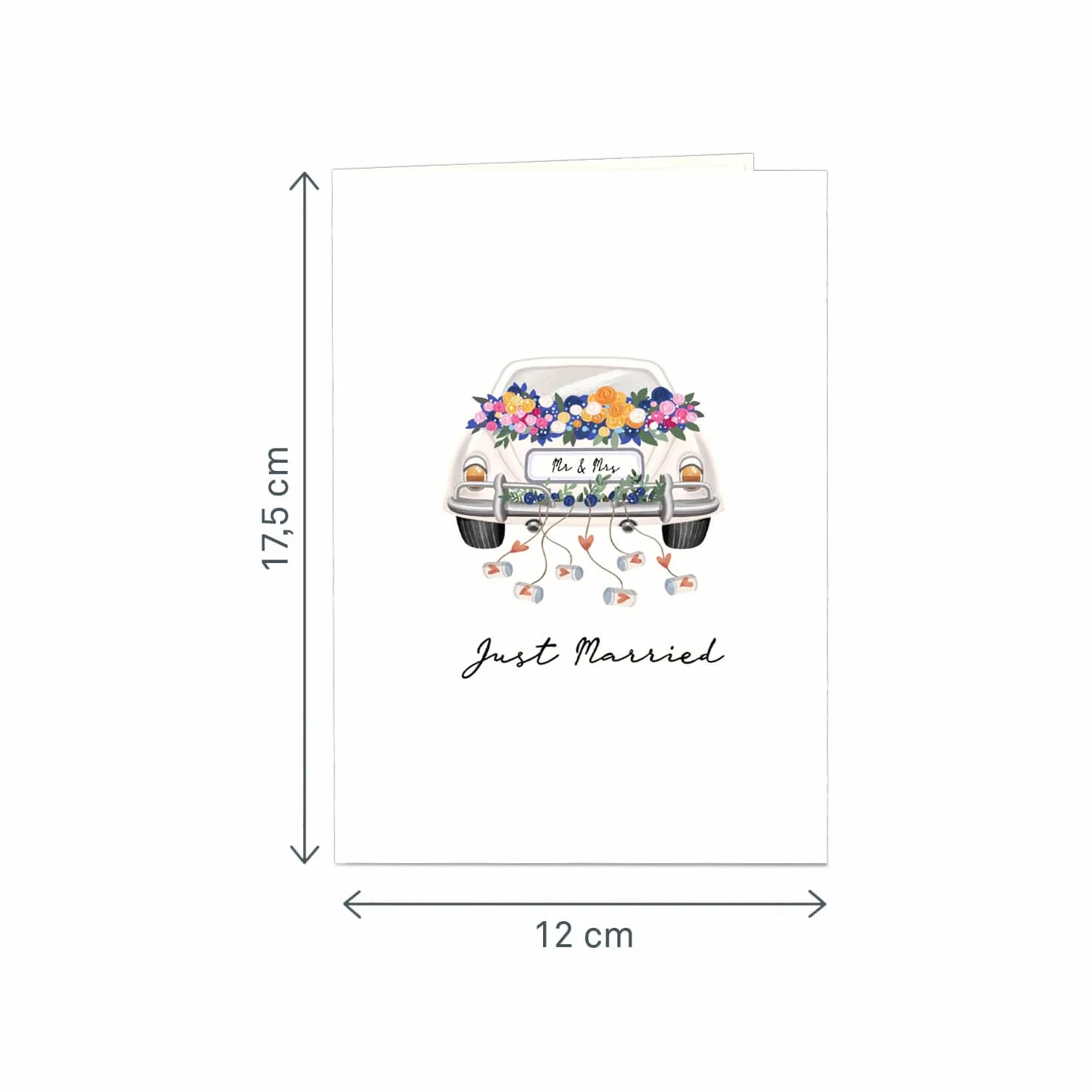 Papercrush® Biglietto pop-up auto nuziale Just Married 3D, elegante biglietto di nozze per coppia, regalo matrimonio