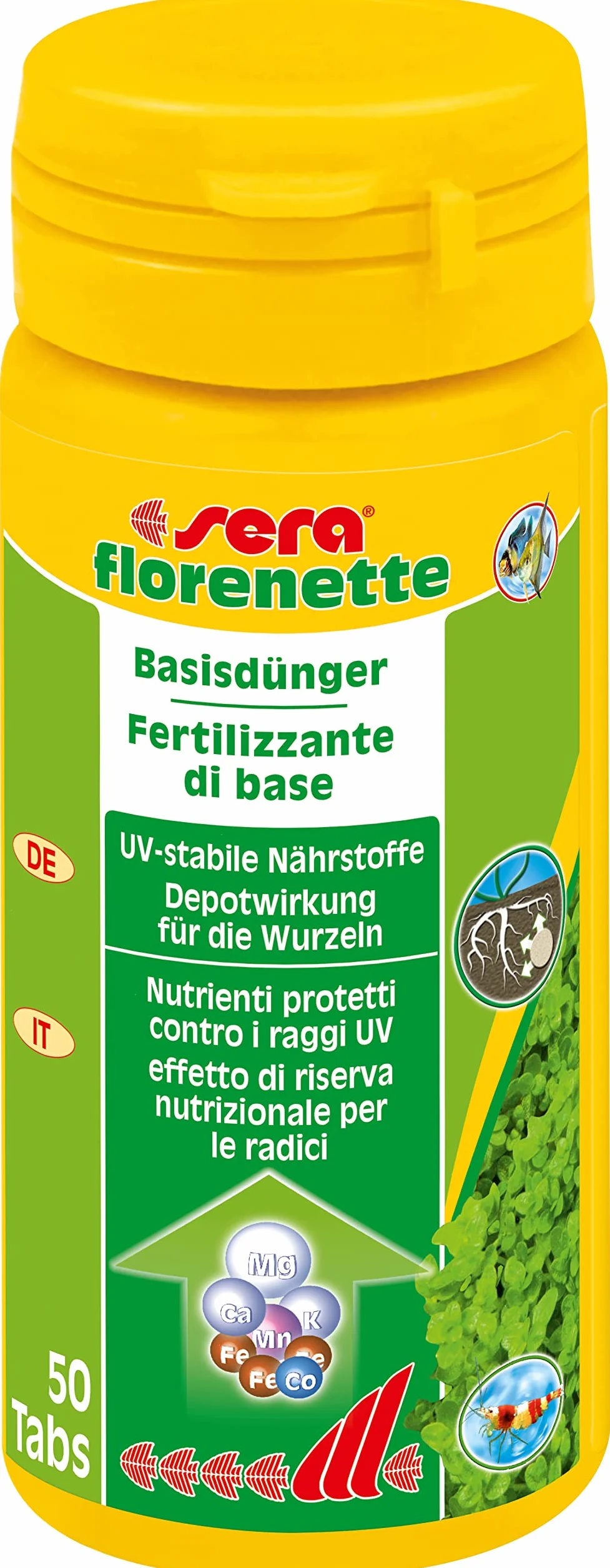 Sera FLORENETTE A 50 TABS - Fertilizzante per Piante d'Acqua Dolce, con deposito di Sostanze nutritive alle Radici