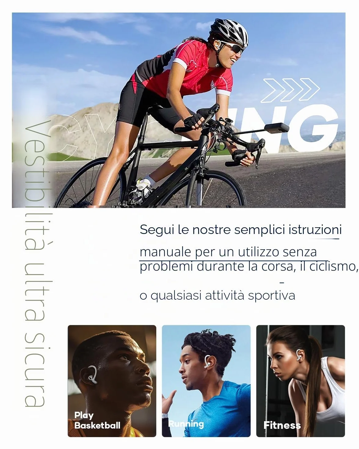 Ganci auricolari in lega di titanio memoria compatibili Airpods Pro 2 3 Accessori sportivi antiscivolo bianco