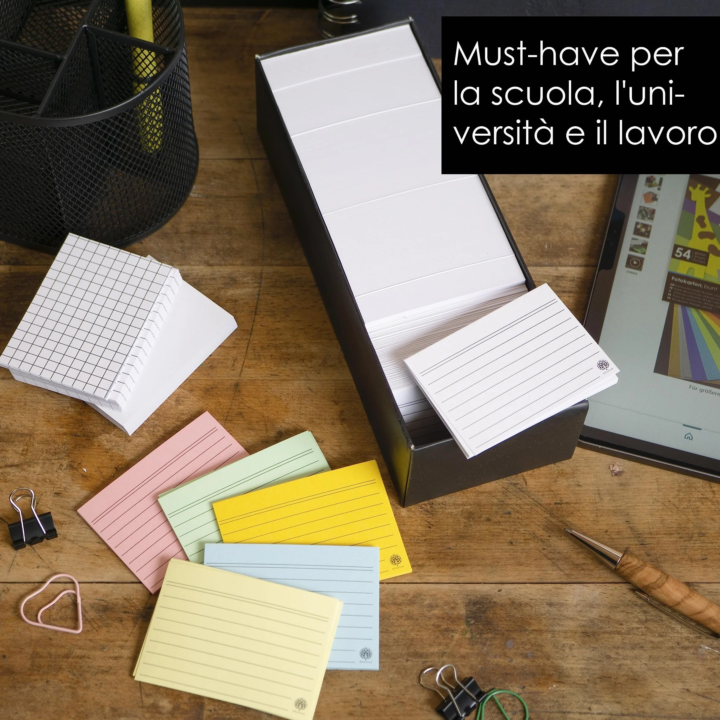 OfficeTree 1000 cartoncini A8 righe quadri colorati per vocabolario formule appunti