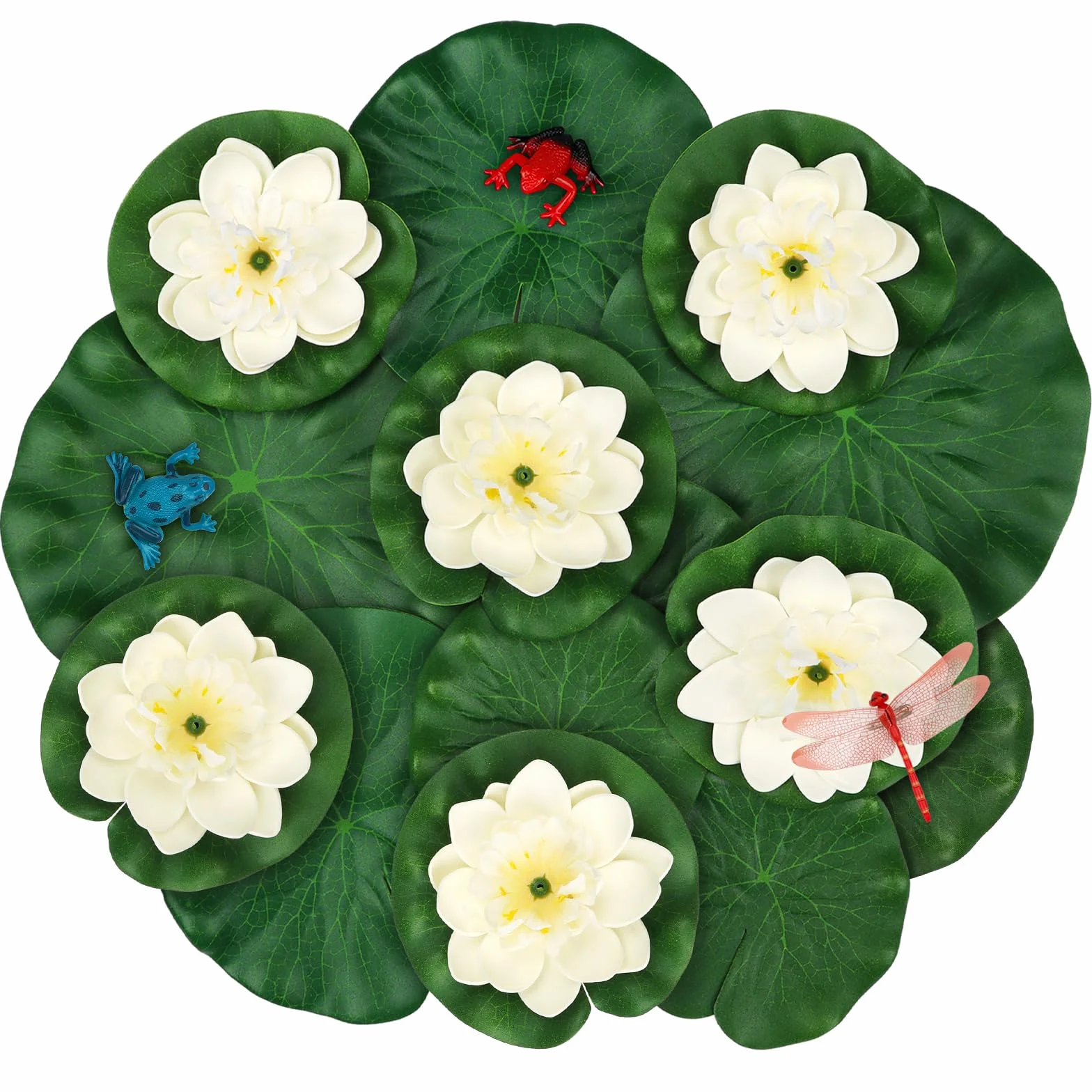 16 Pezzi Di Fiori Di Loto Artificiali in Schiuma per Laghetti, Piante Galleggianti Realistiche, Decorazioni per Giardino e Stagno