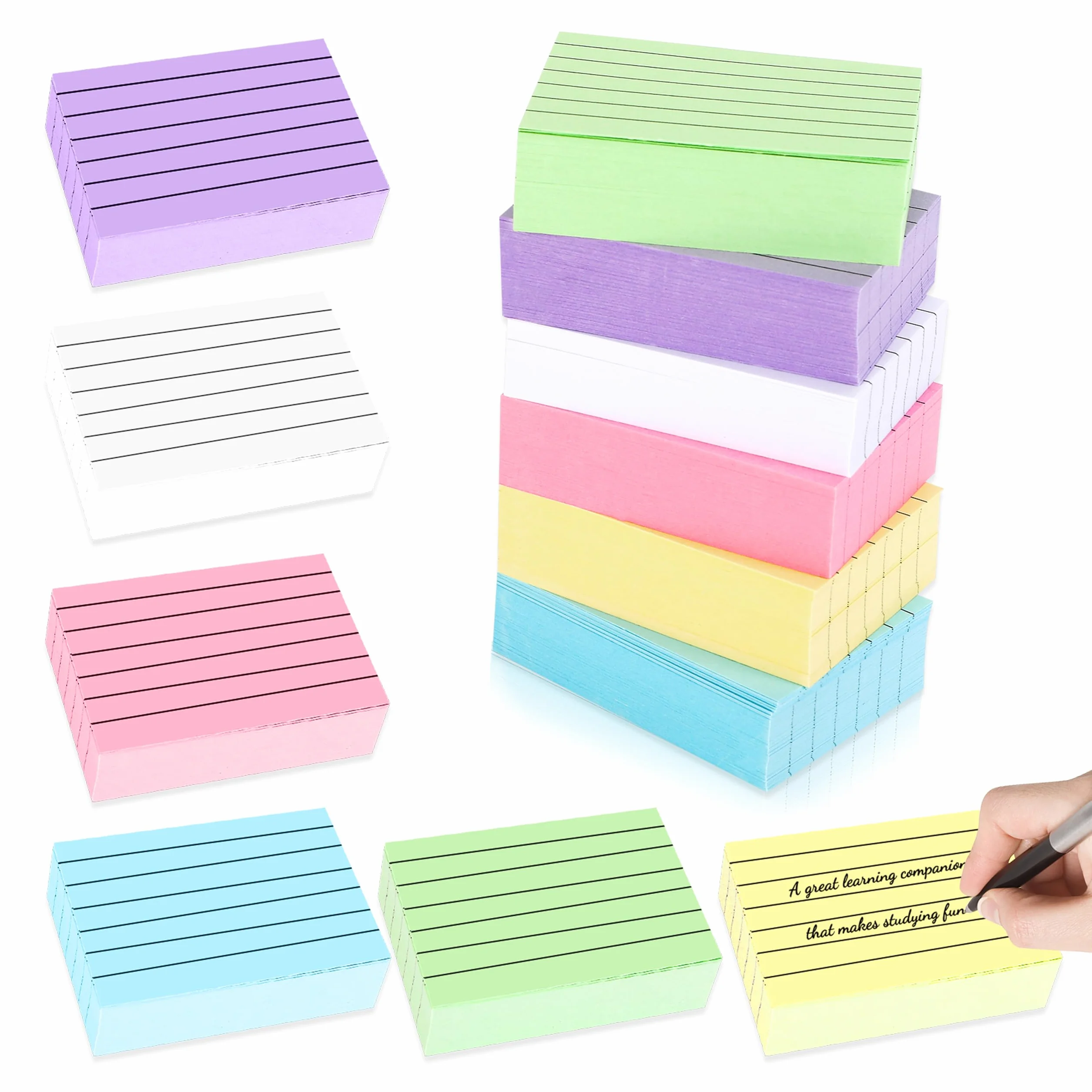 Flashcard A8 1200 Pezzi, 150g/m² Cartoncini 7,5 x 5 cm, Colori Intensi per Scuola Ufficio Casa